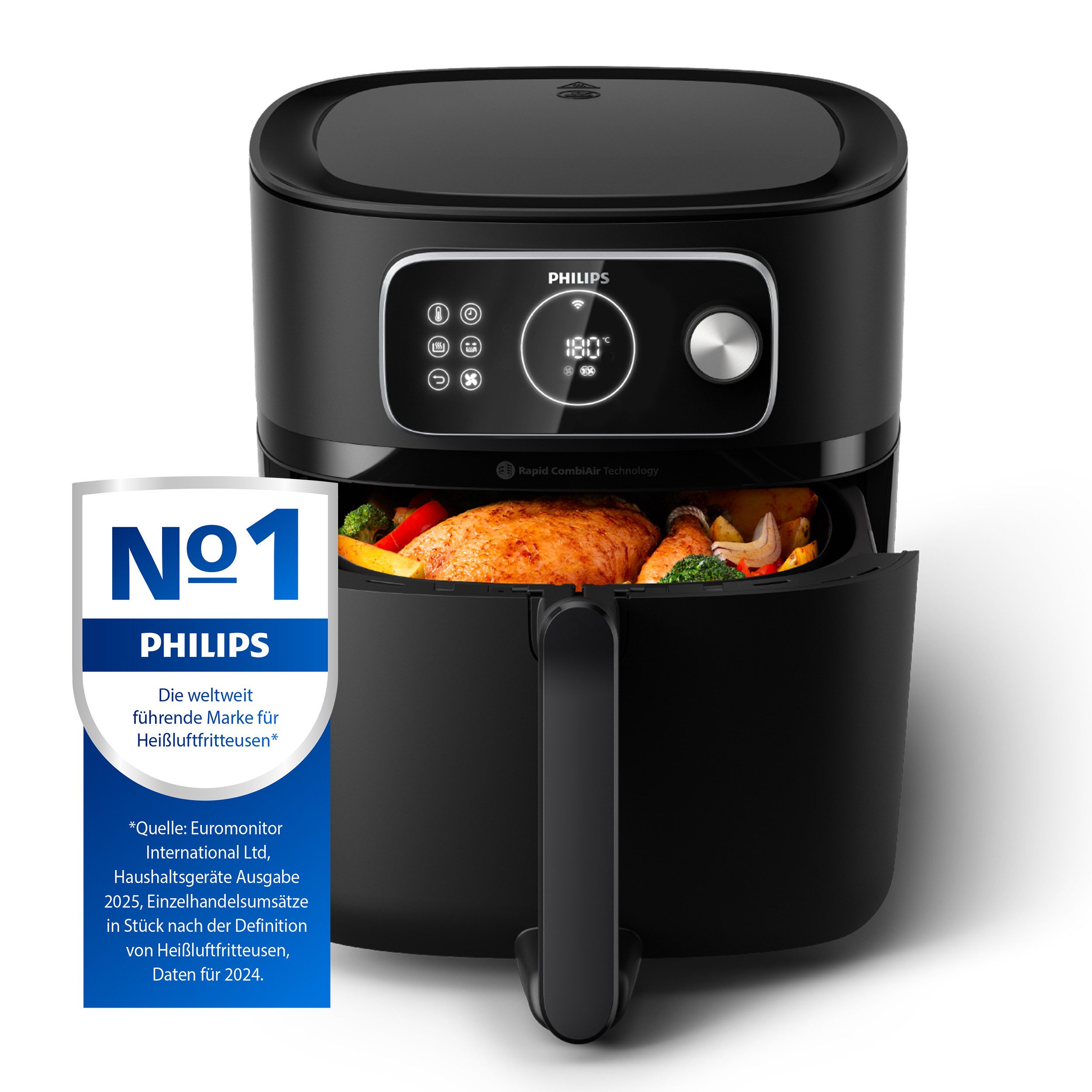 Philips Airfryer XXL Kombi HD9876/90, met 8,3 l, Rapid CombiAir technologie