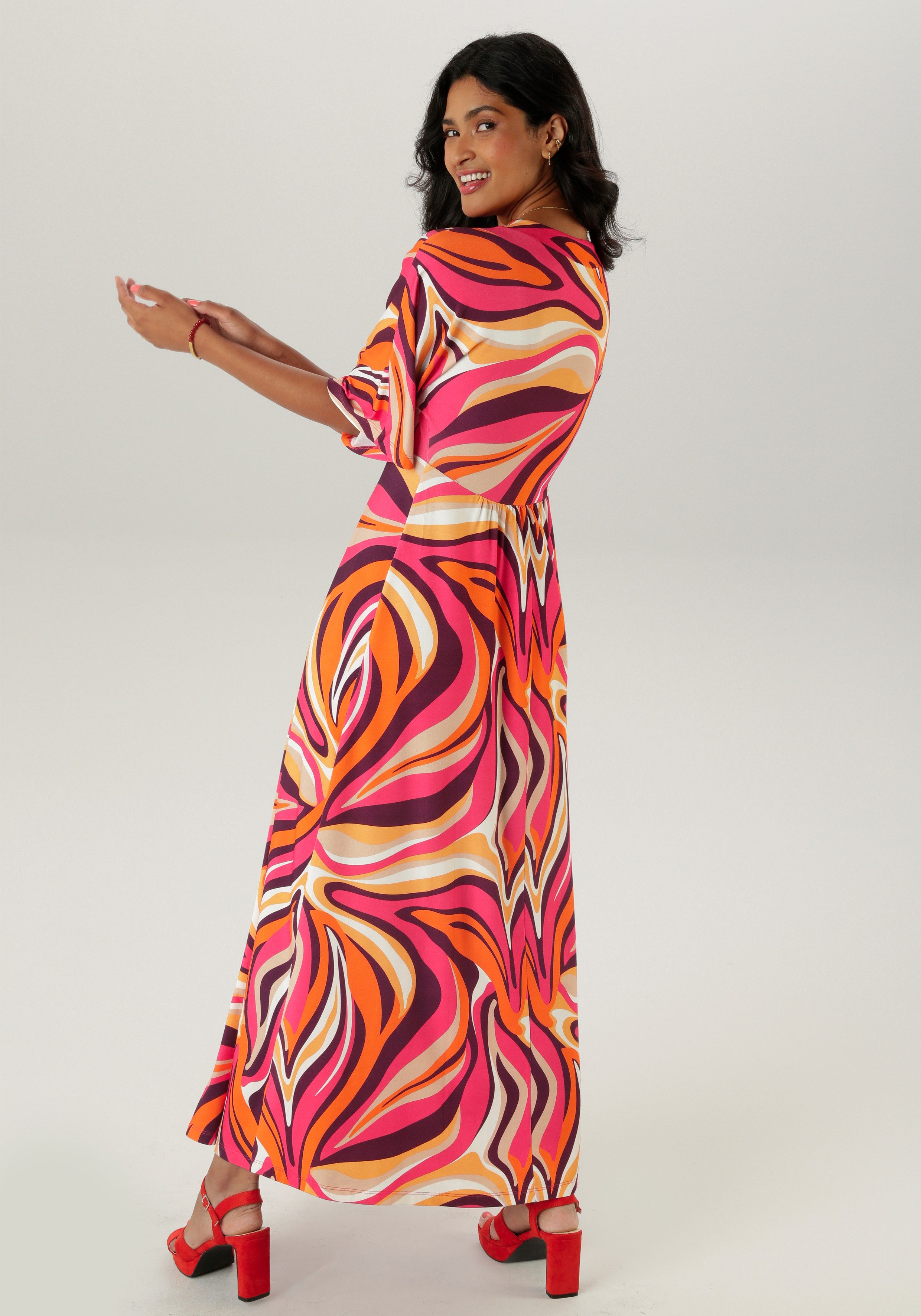 Aniston SELECTED Maxi-jurk met wijde 3/4-mouwen - nieuwe collectie
