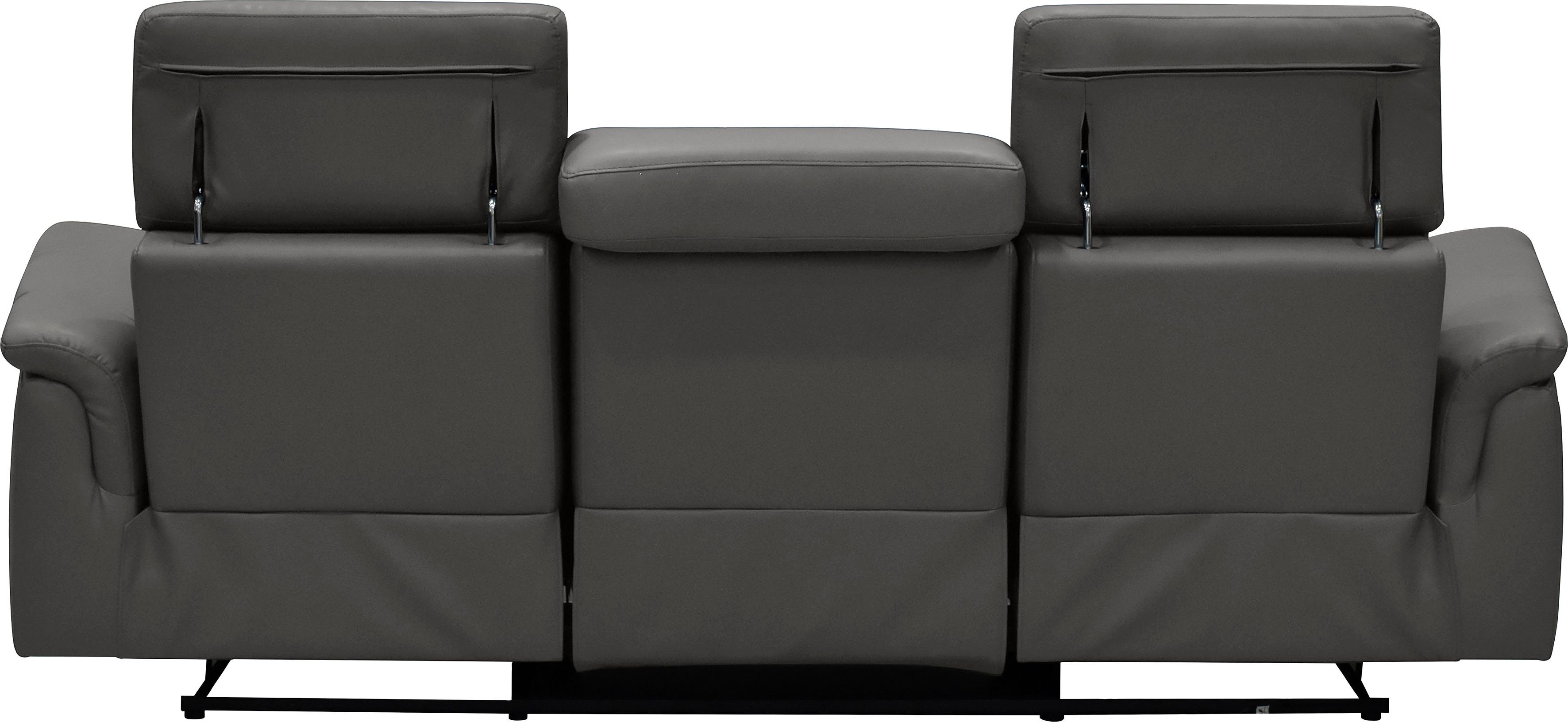 Places of Style 3-zitsbank Pareli 229 cm, handmatige en elektrische relaxfunctie in 2 zits USB, verstelbare hoofdsteun, LED-verlichting, in echt leer, kunstleer, geweven stof