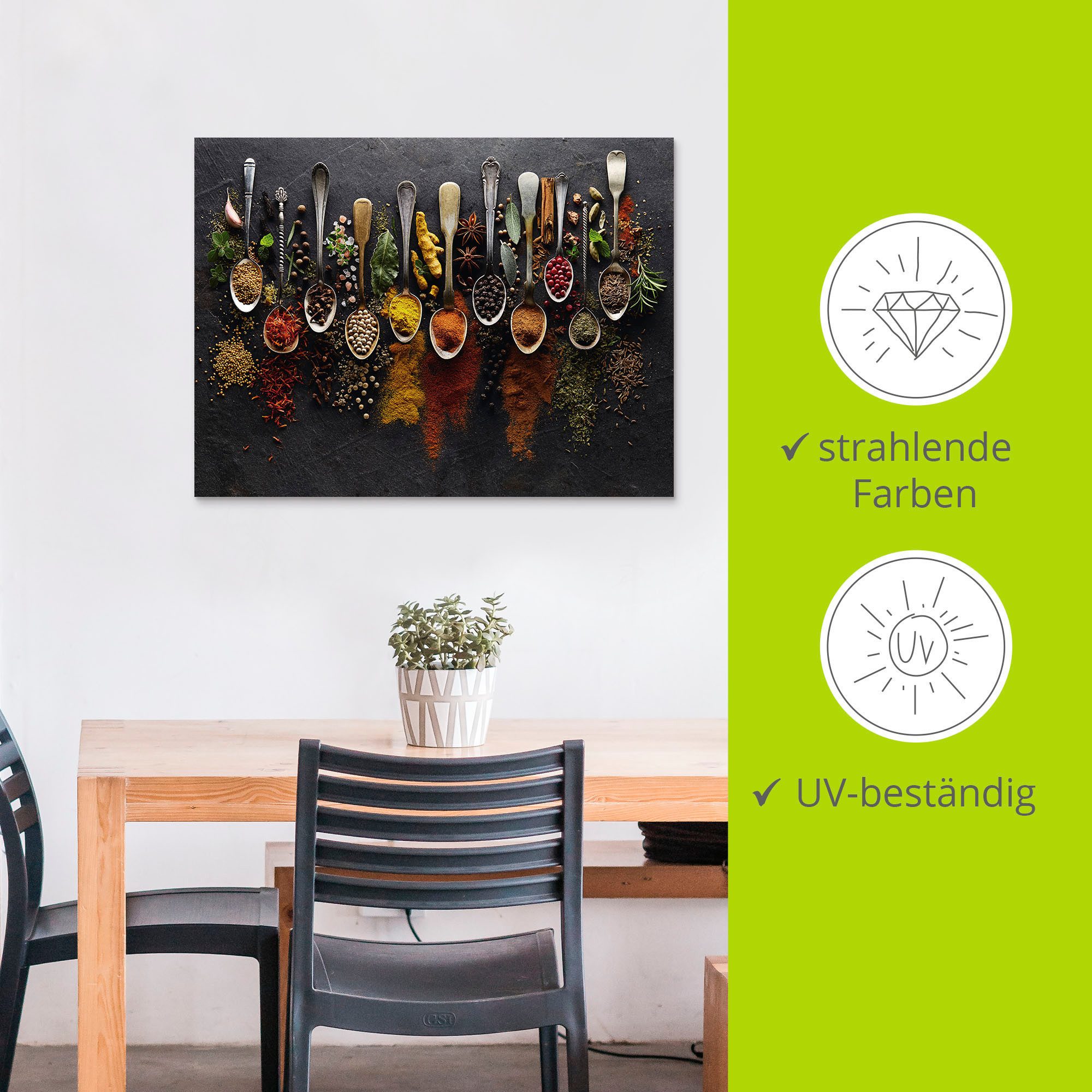 Artland Artprint Kruiden specerijen leisteen als artprint van aluminium, artprint voor buiten, artprint op linnen, poster, muursticker