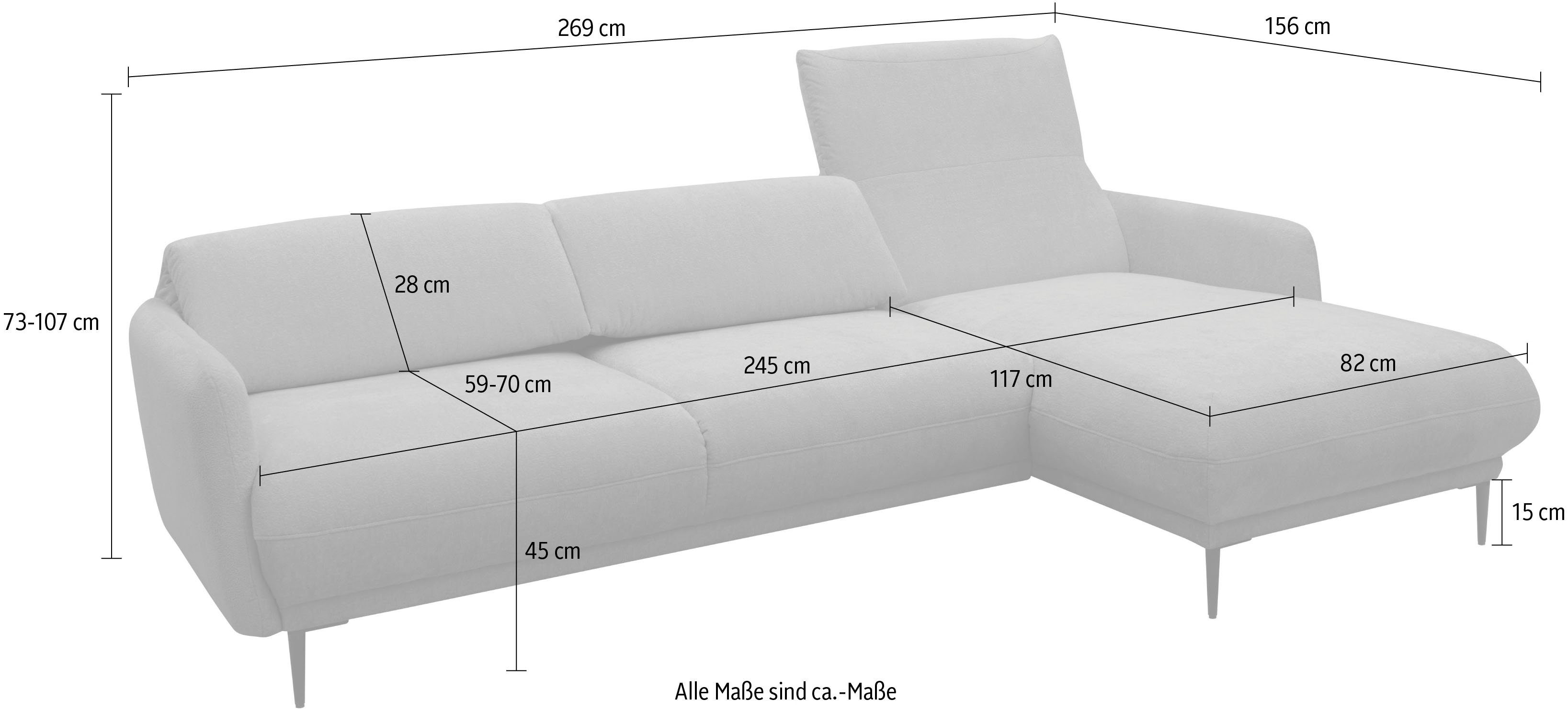andas Hoekbank Skovsende zitbreedte 245 cm, rugleuning traploos opklapbaar voor