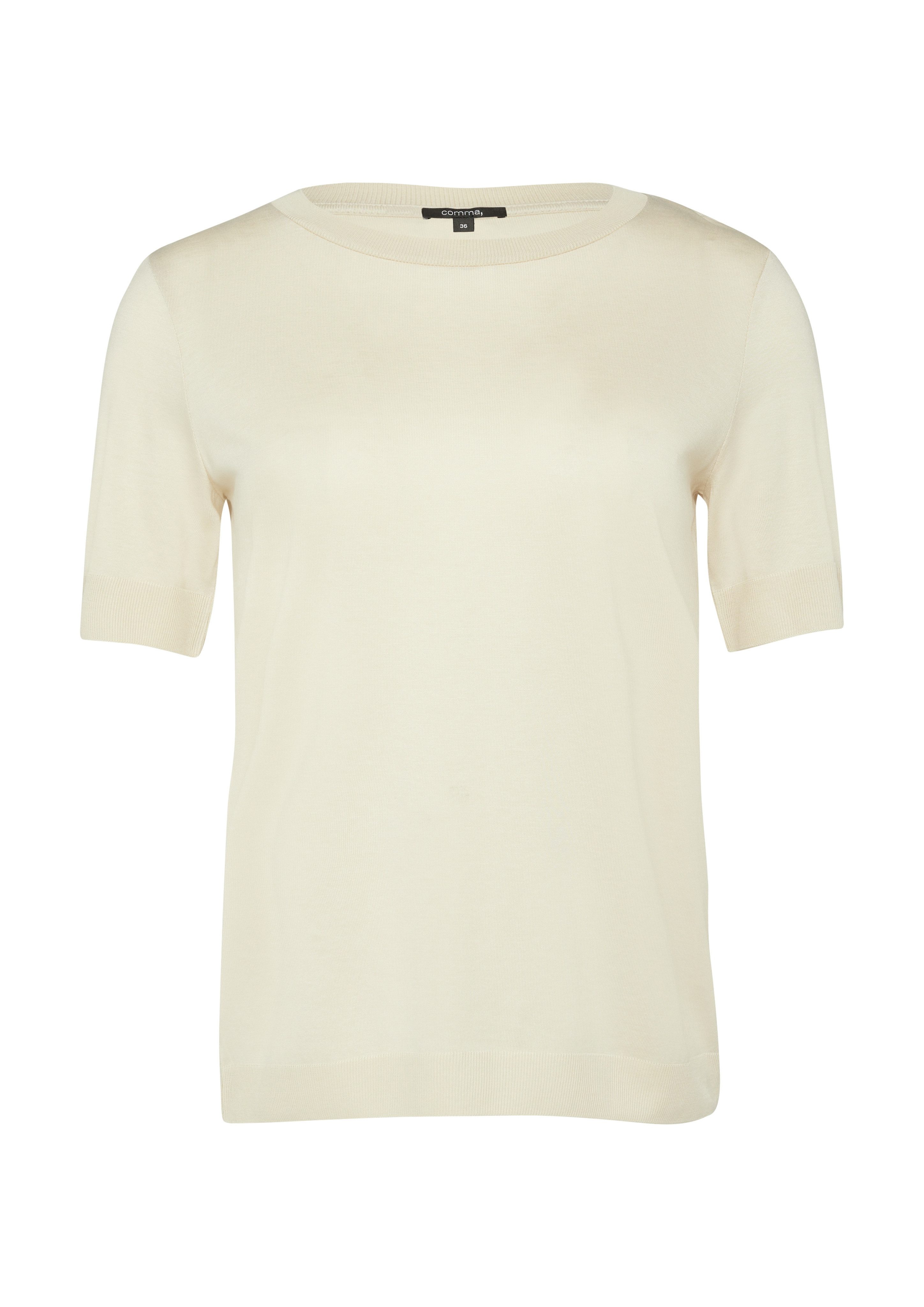 Comma T-shirt van breiwerk met ribdetails