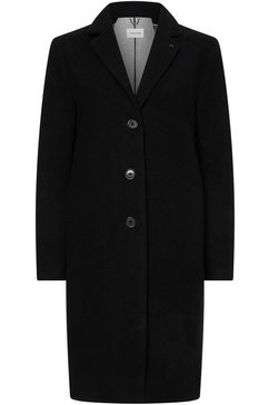 calvin klein wollen jas bonded crombie coat met revers, eenrijmodel zwart