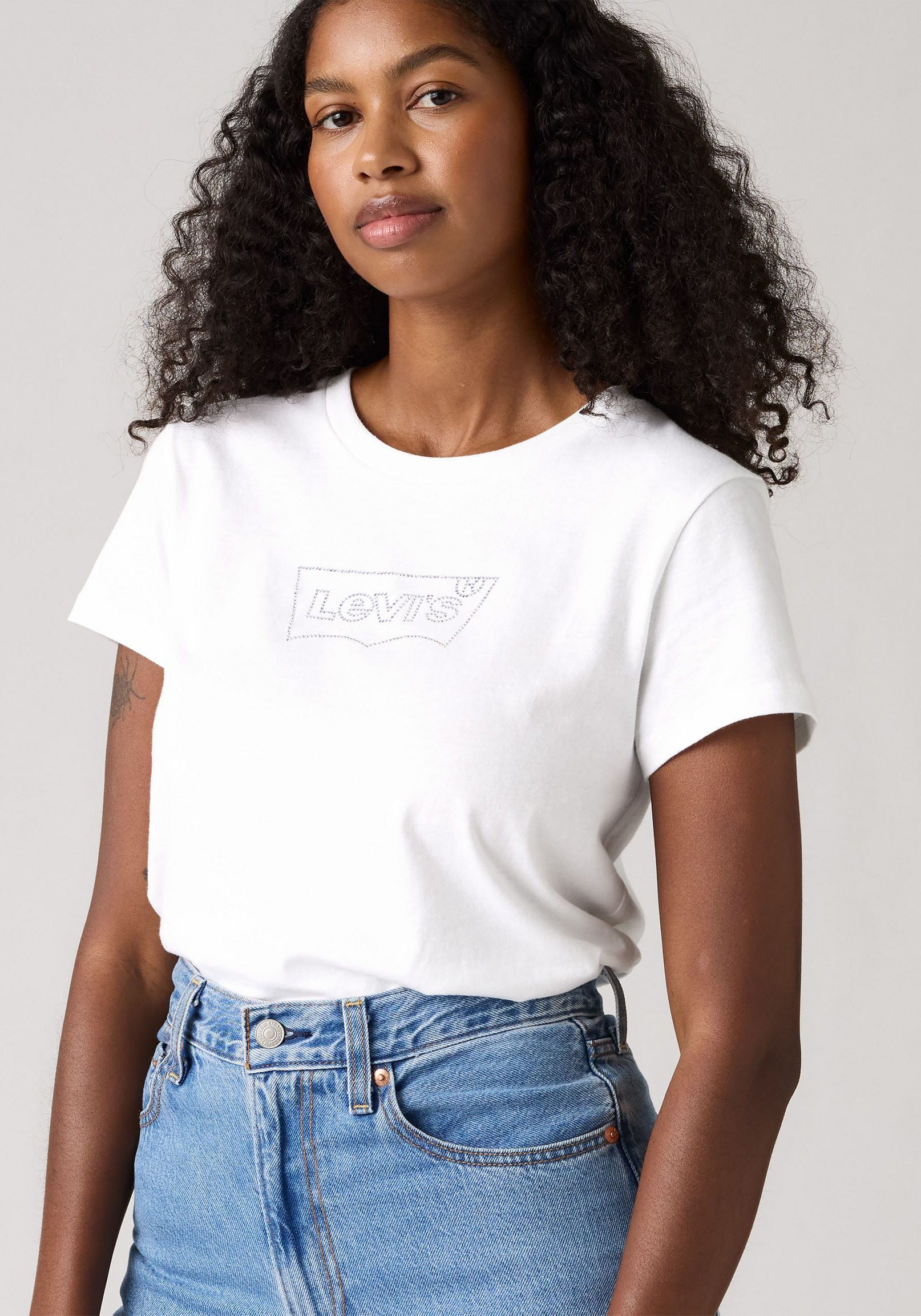 Levi's® Shirt met ronde hals The Perfect Tee met logo in metallic-holoprint