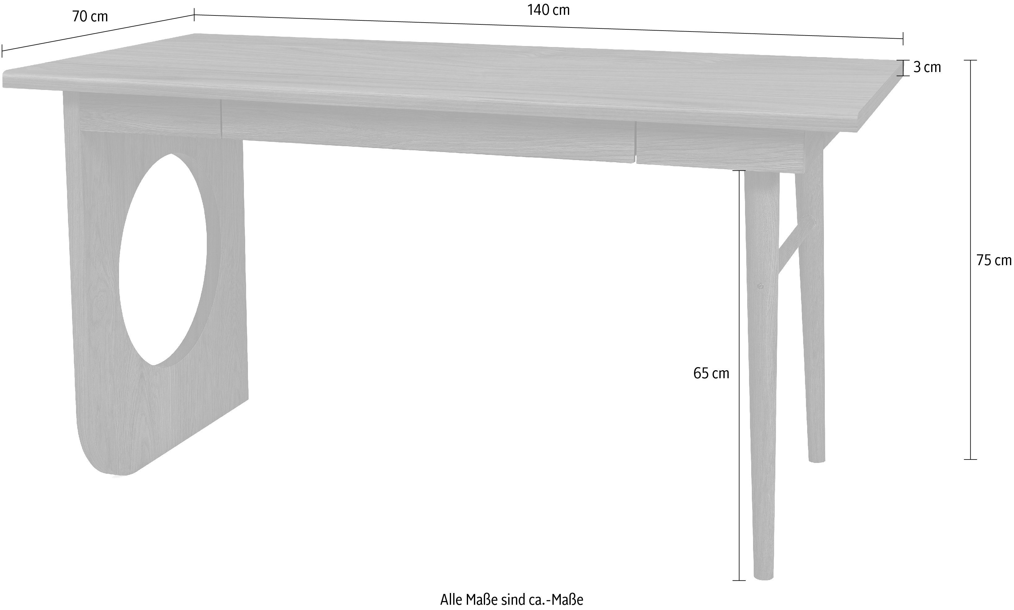 Woodman Bureau BAU chique houtfineer in notenkleur, breedte 140 cm