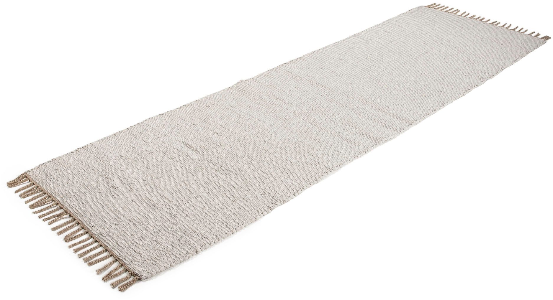 carpetfine Vloerkleed Kelim Chindi uni Tweezijdig te gebruiken kleed, puur katoen, met de hand geweven, unikleuren, met franje