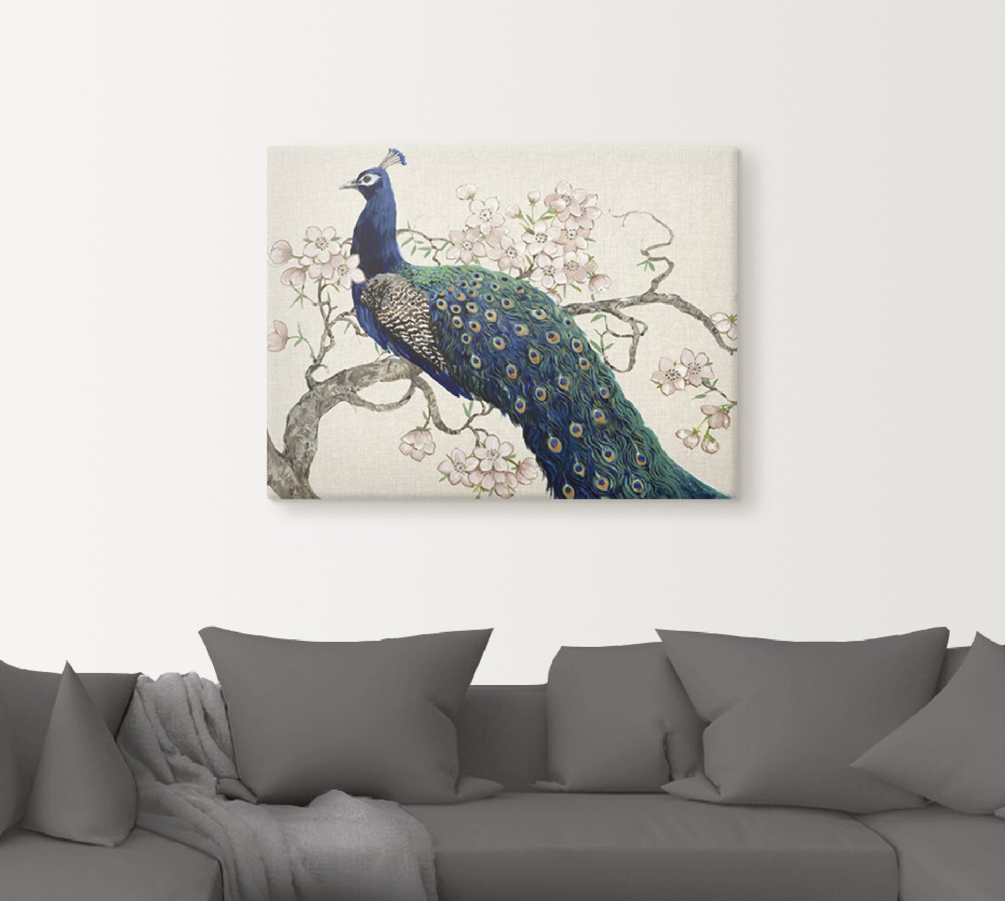 Artland Artprint Pauw & bloemen II als artprint van aluminium, artprint voor buiten, artprint op linnen, poster in verschillende maten. maten