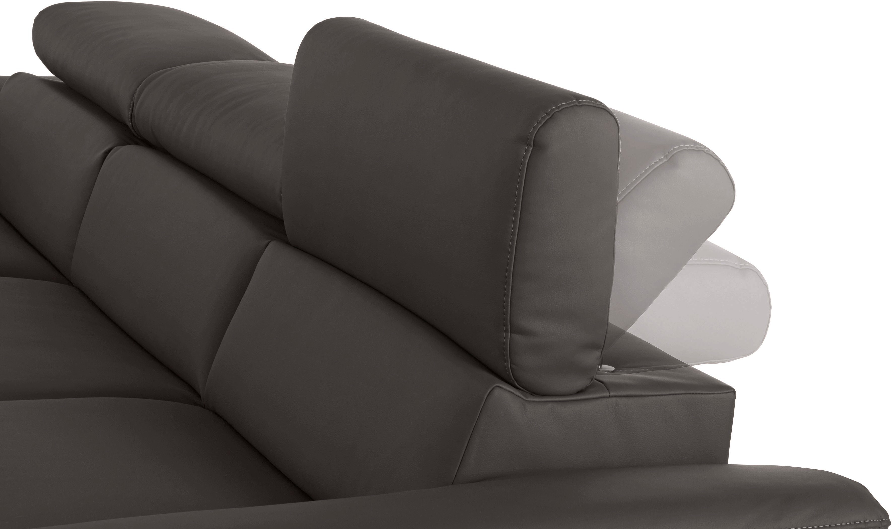COTTA Hoekbank Komaris L-vorm, B: 244 cm met hoofdverstelling, optioneel bedfunctie, bedlade & licht
