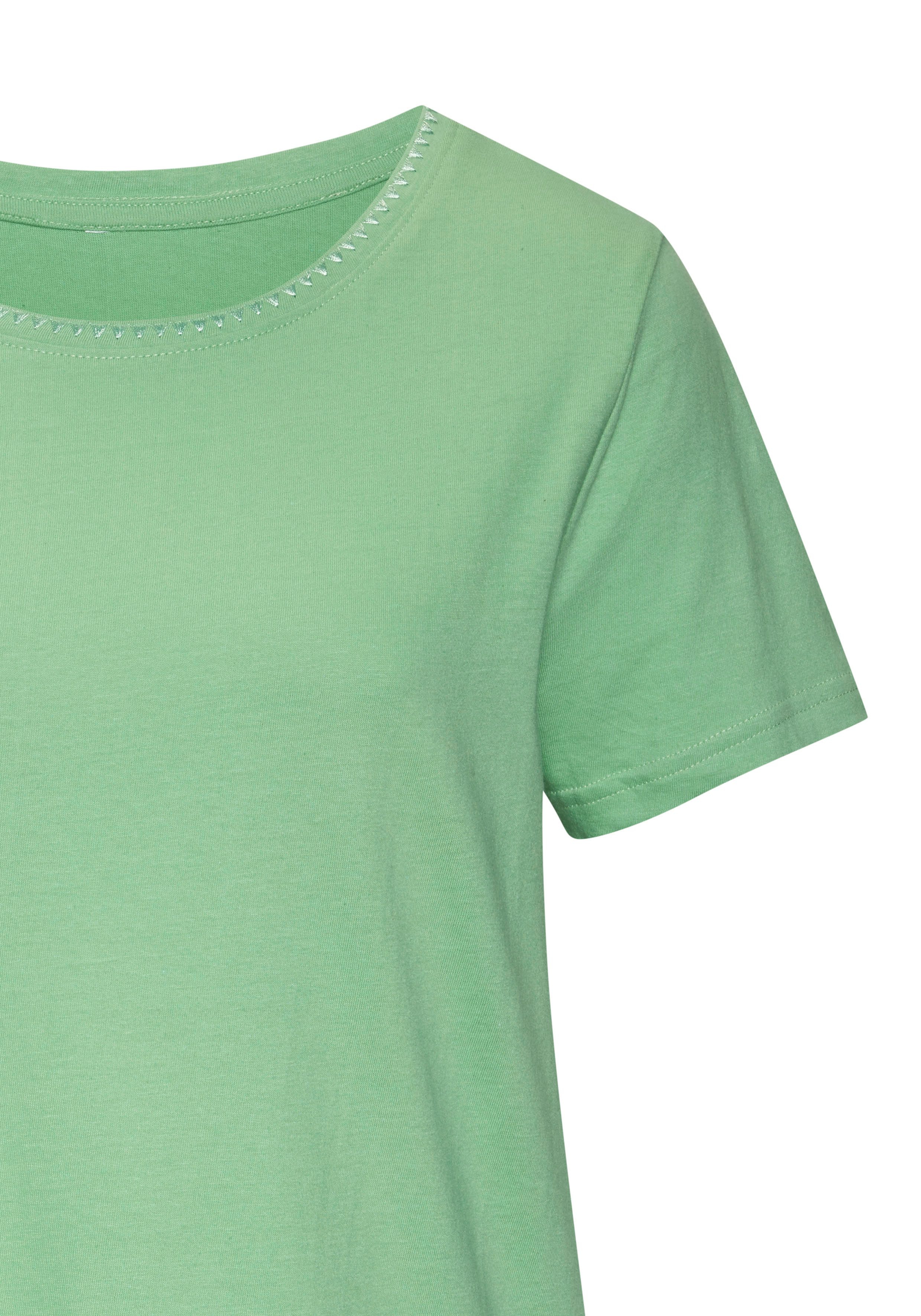 Vivance T-shirt Met modieuze contrastborduursel (Set van 2)