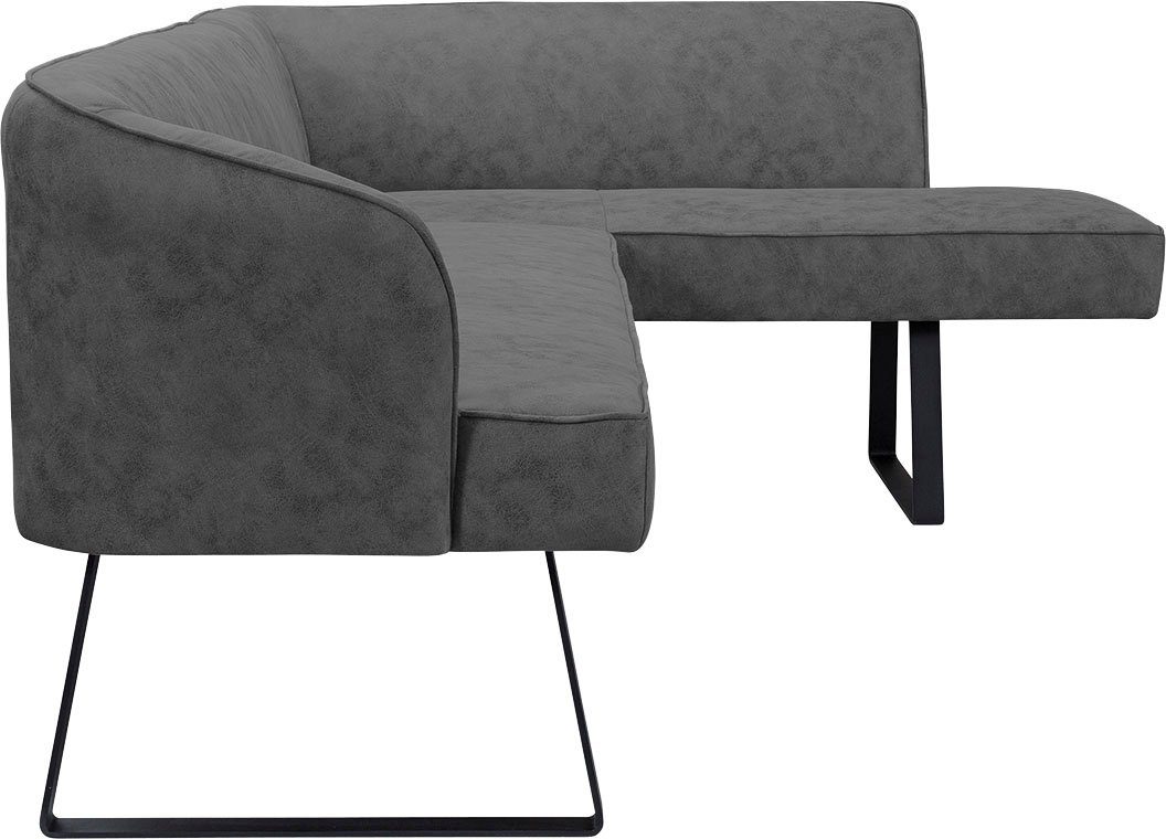 exxpo - sofa fashion Hoekbank Americano met opstaande naad en metalen poten, bekleding in verschillende kwaliteiten