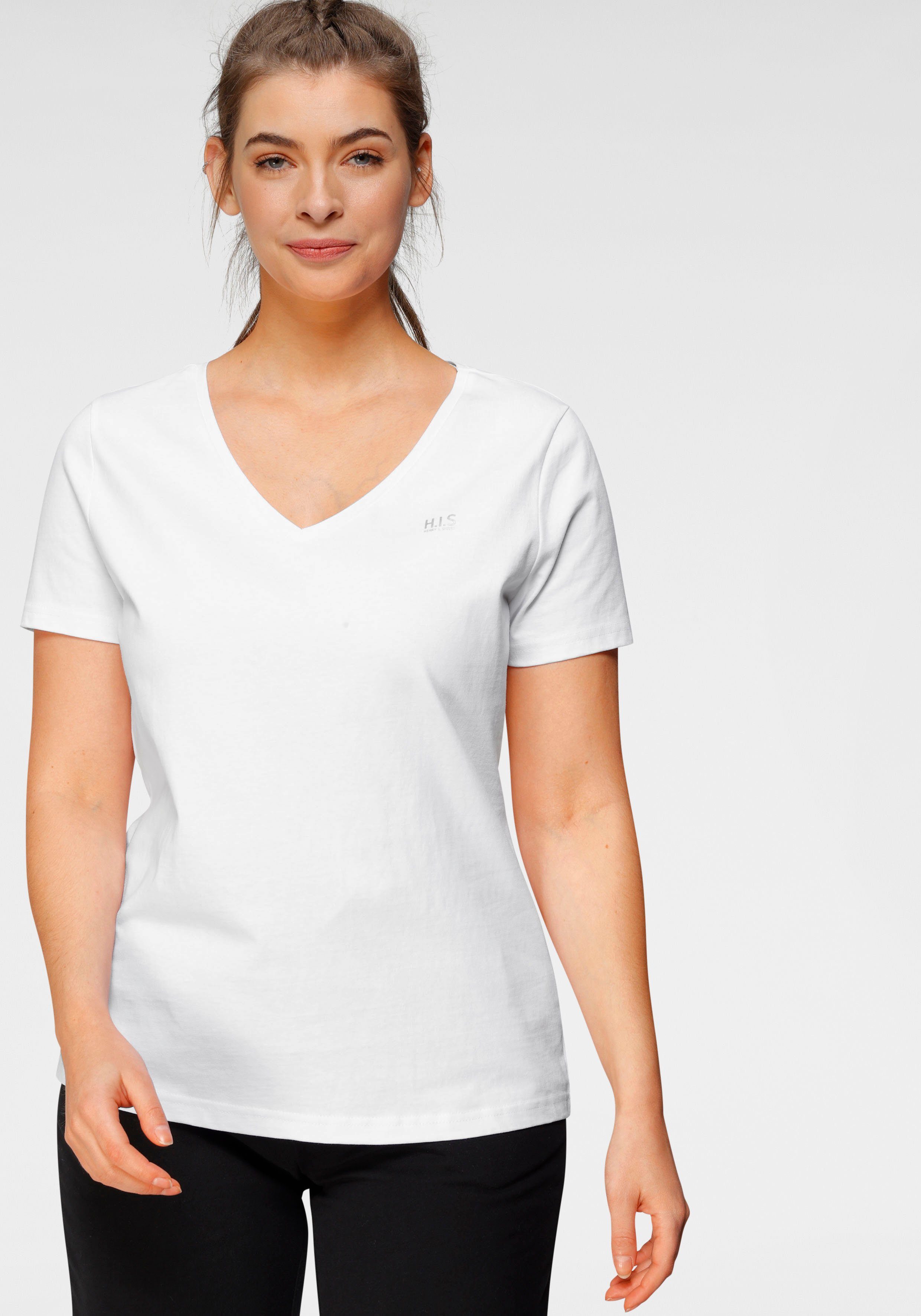 H.I.S T-shirt Essential basics figuurvolgende snit, van katoen (Set van 3)