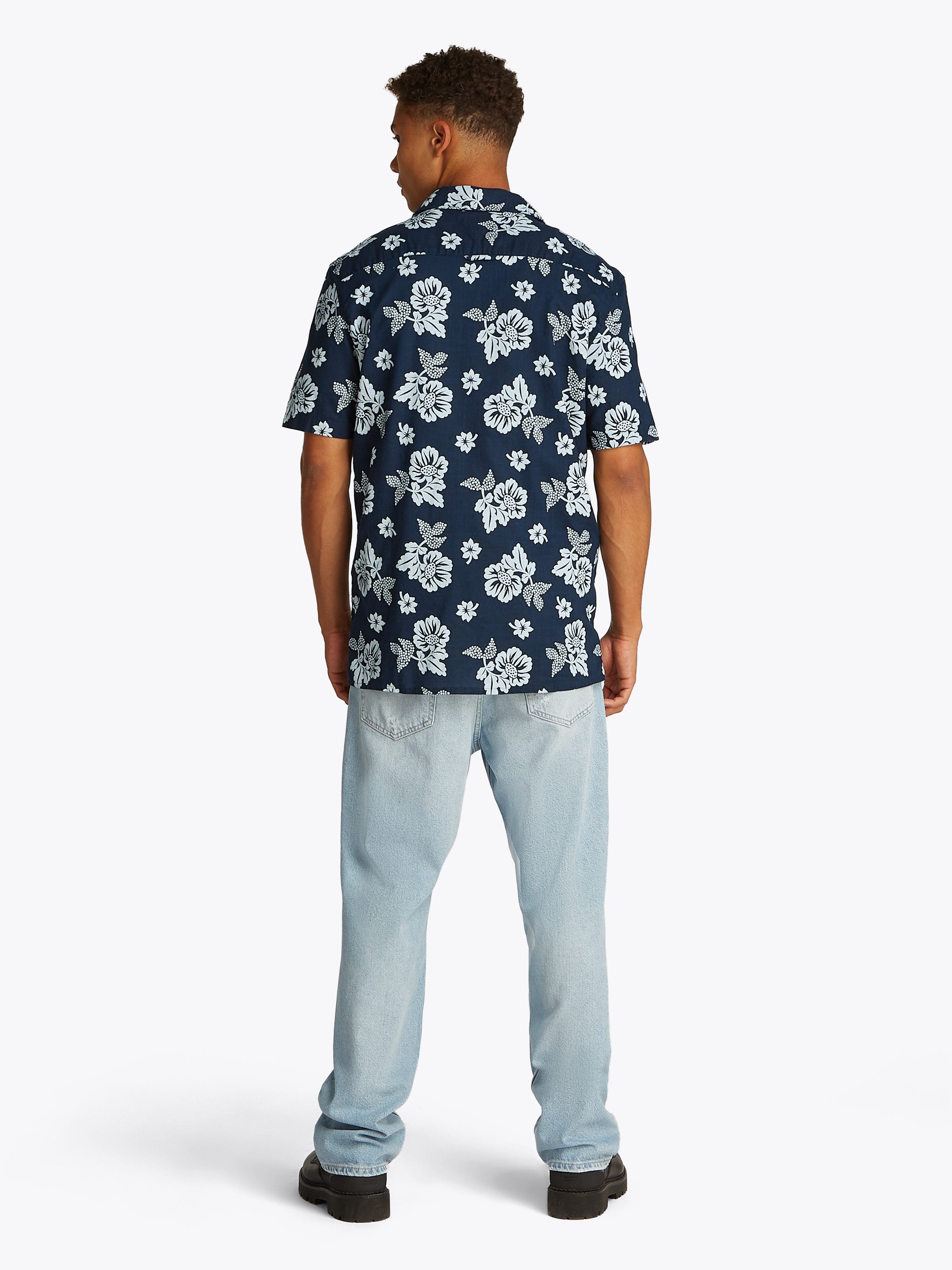 TOMMY JEANS Overhemd met korte mouwen TJM REG SLUB AOP SS SHIRT EXT