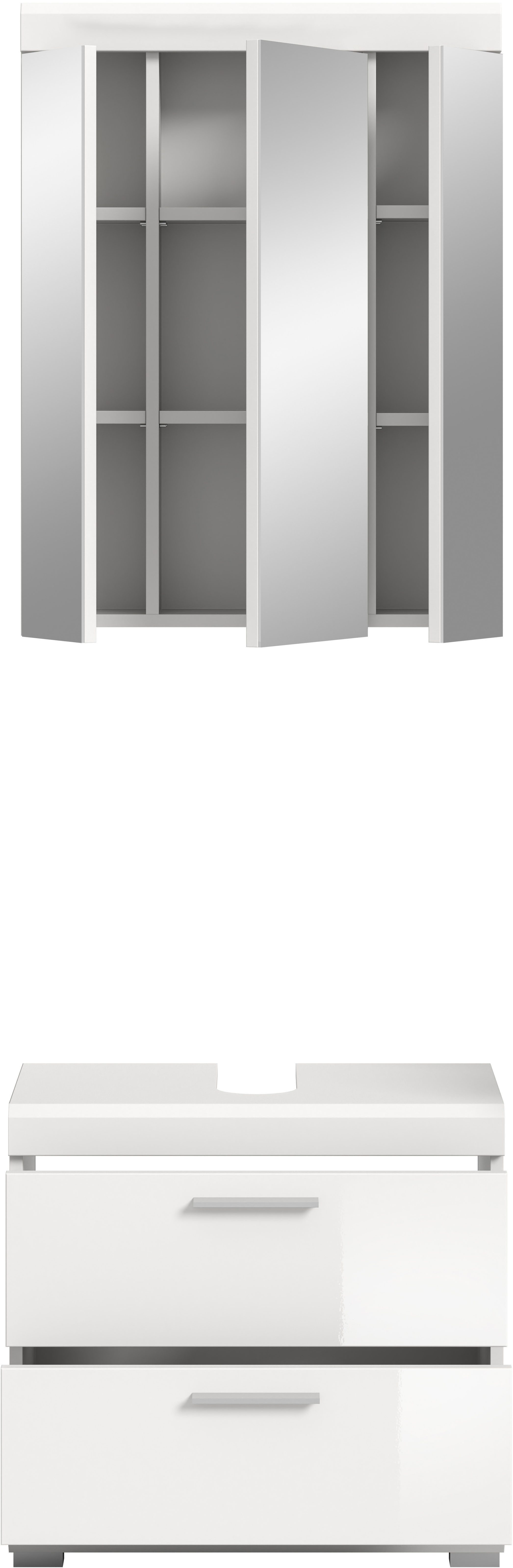 INOSIGN Badkamerserie Siena, 2-delig, bestaande uit: onderkast voor wastafel, spiegelkast in verschillende kleuren verkrijgbaar, badkamermeubels, combinatie, badkamer (set, 2-delig)