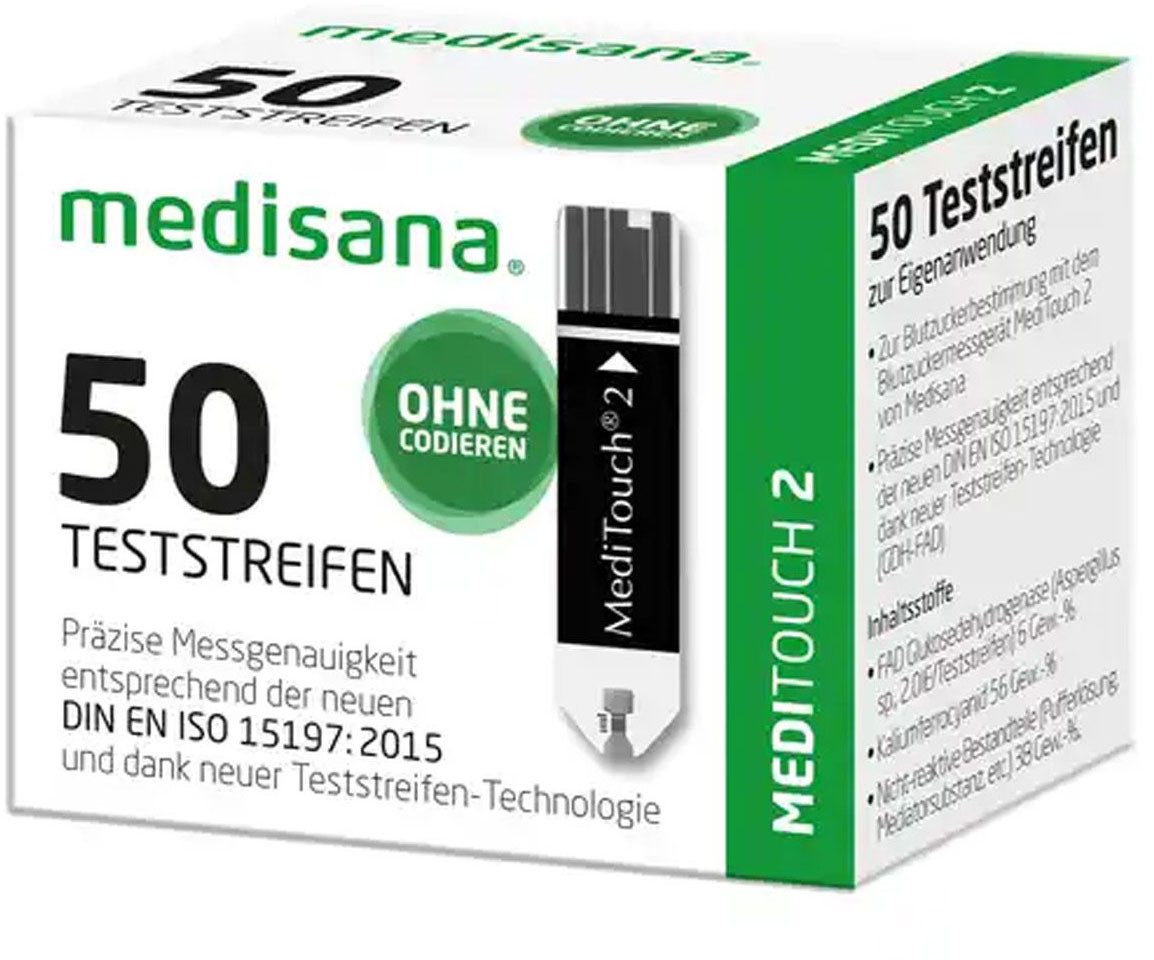 Medisana Bloedsuiker-teststroken MediTouch voor het zelf testen van bloedglucose met de meditouch 2 bloedsuikermeter (set, 50 stuks)