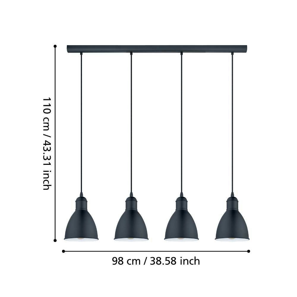 EGLO Hanglamp PRIDDY hanglamp, pendellamp, staal, zwart, E27, industrieel