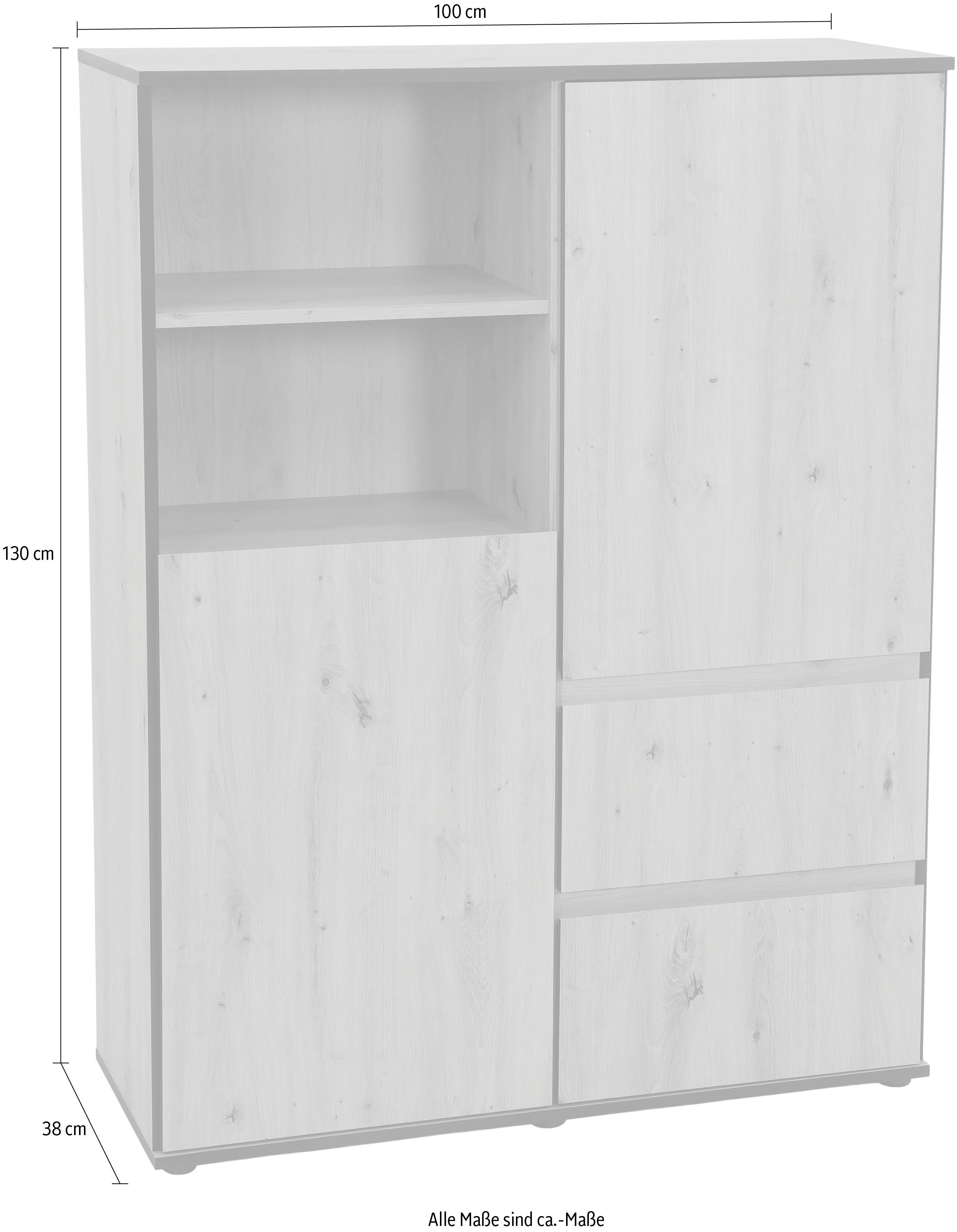 HELA Highboard Ariana met schuinverwerkte verzonken grepen, breedte 100 cm
