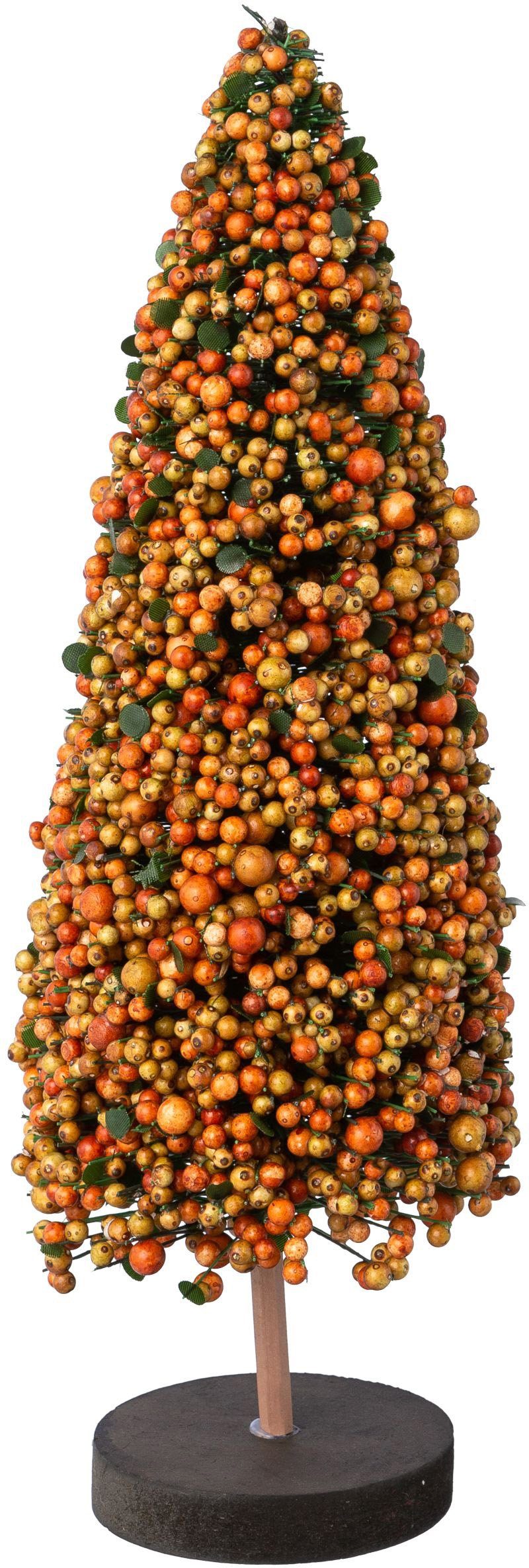 Creativ deco Deco-boom Kerst versiering op hoogwaardige houten basis, met parels versierd, hoogte 30 cm (2 stuks)