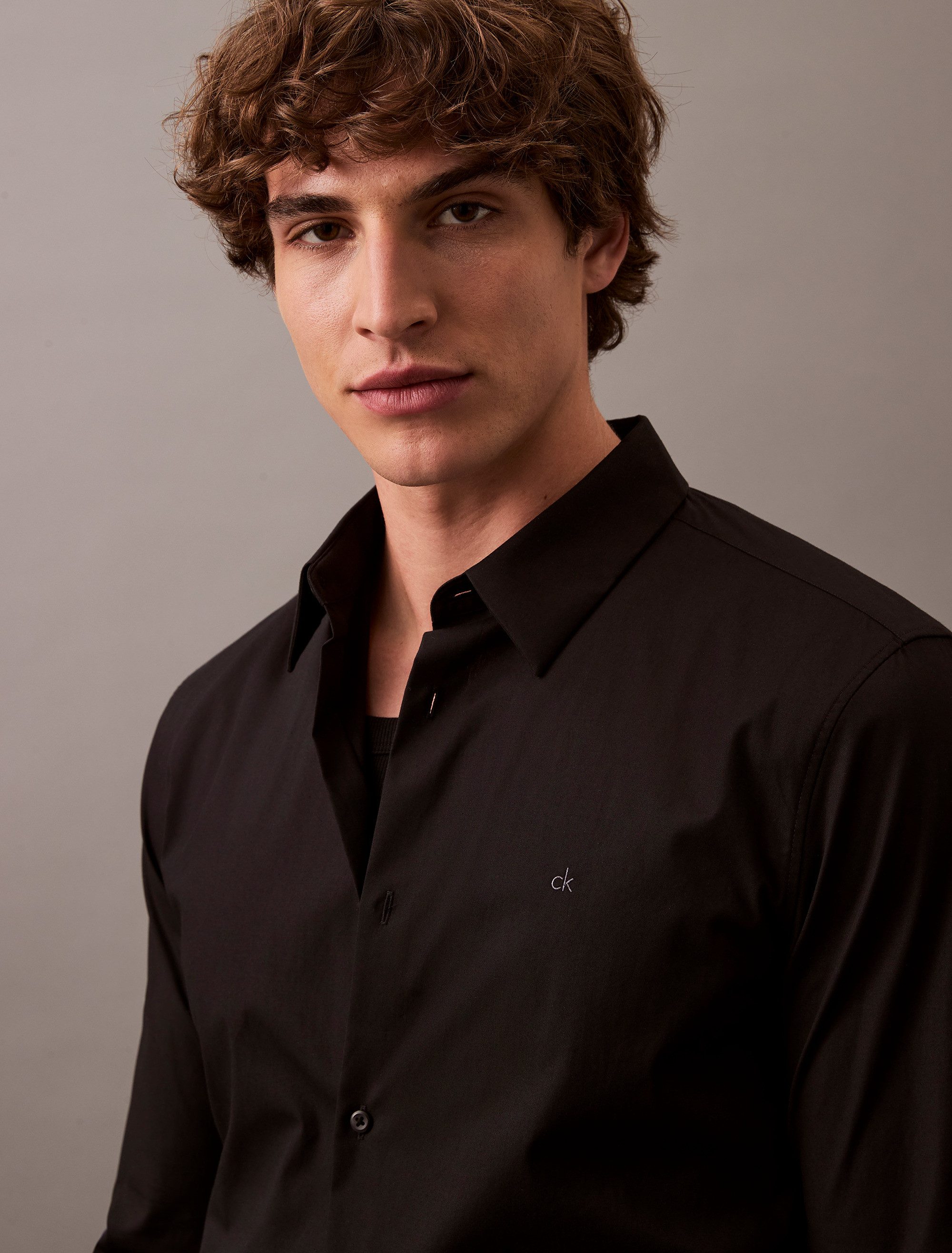 Calvin Klein Overhemd met lange mouwen LONG SLEEVE SOLID STRETCH SLIM SHIRT