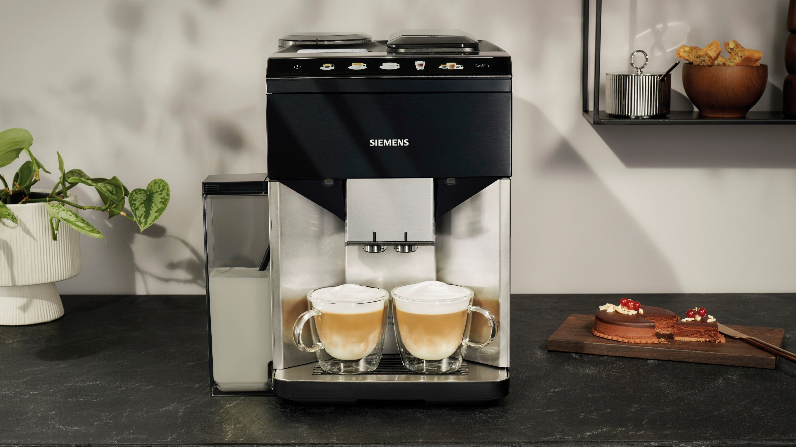 SIEMENS Volautomatisch koffiezetapparaat EQ500 integral TQ517D03, intuïtief kleurendisplay, dubbele kopjesfunctie