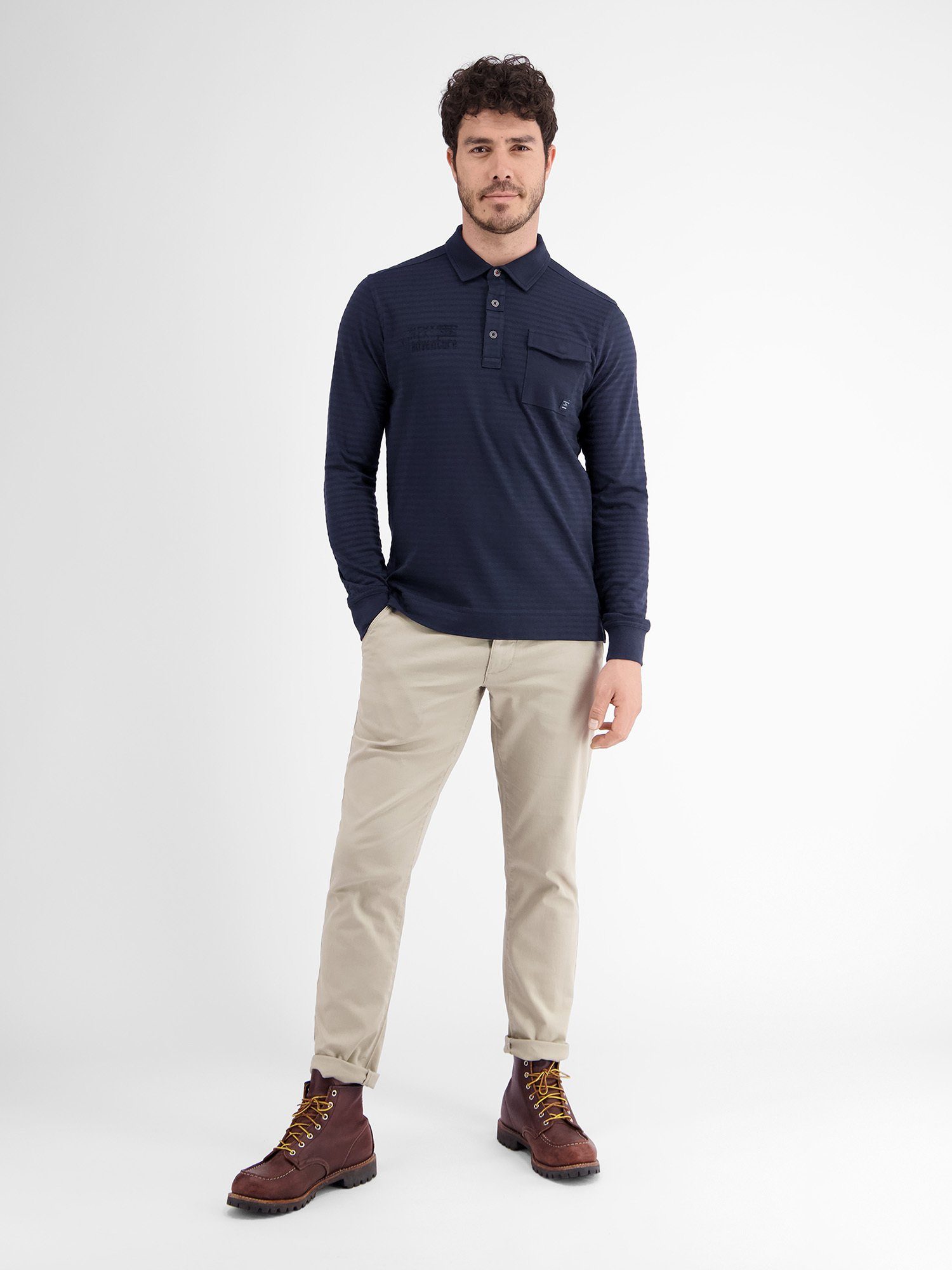 Lerros Poloshirt met lange mouwen LERROS longsleeve polo, gestreept