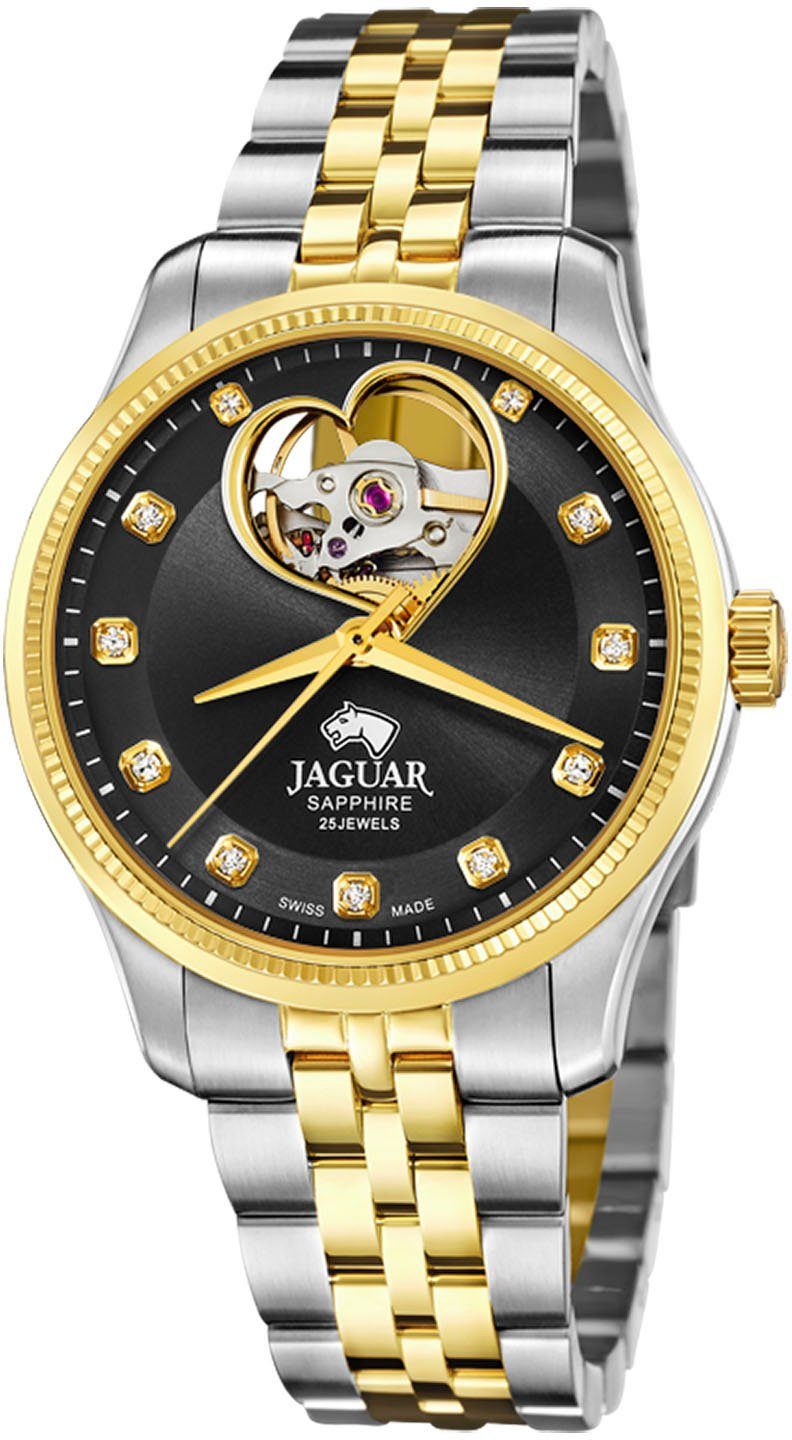 Jaguar Automatisch horloge Polshorloge, dameshorloge, open balans in hartvorm, saffierglas, Swiss Made