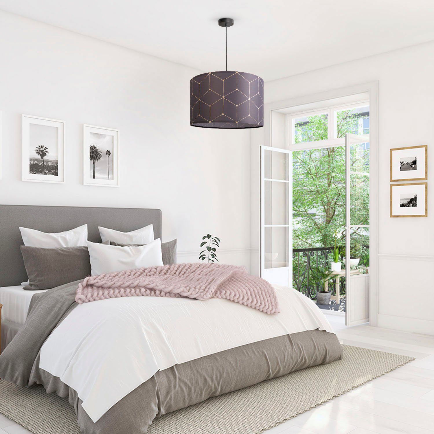 Paco Home Hanglamp Hugo Cube Stoffkap woonkamer hanglamp eetkamer keuken