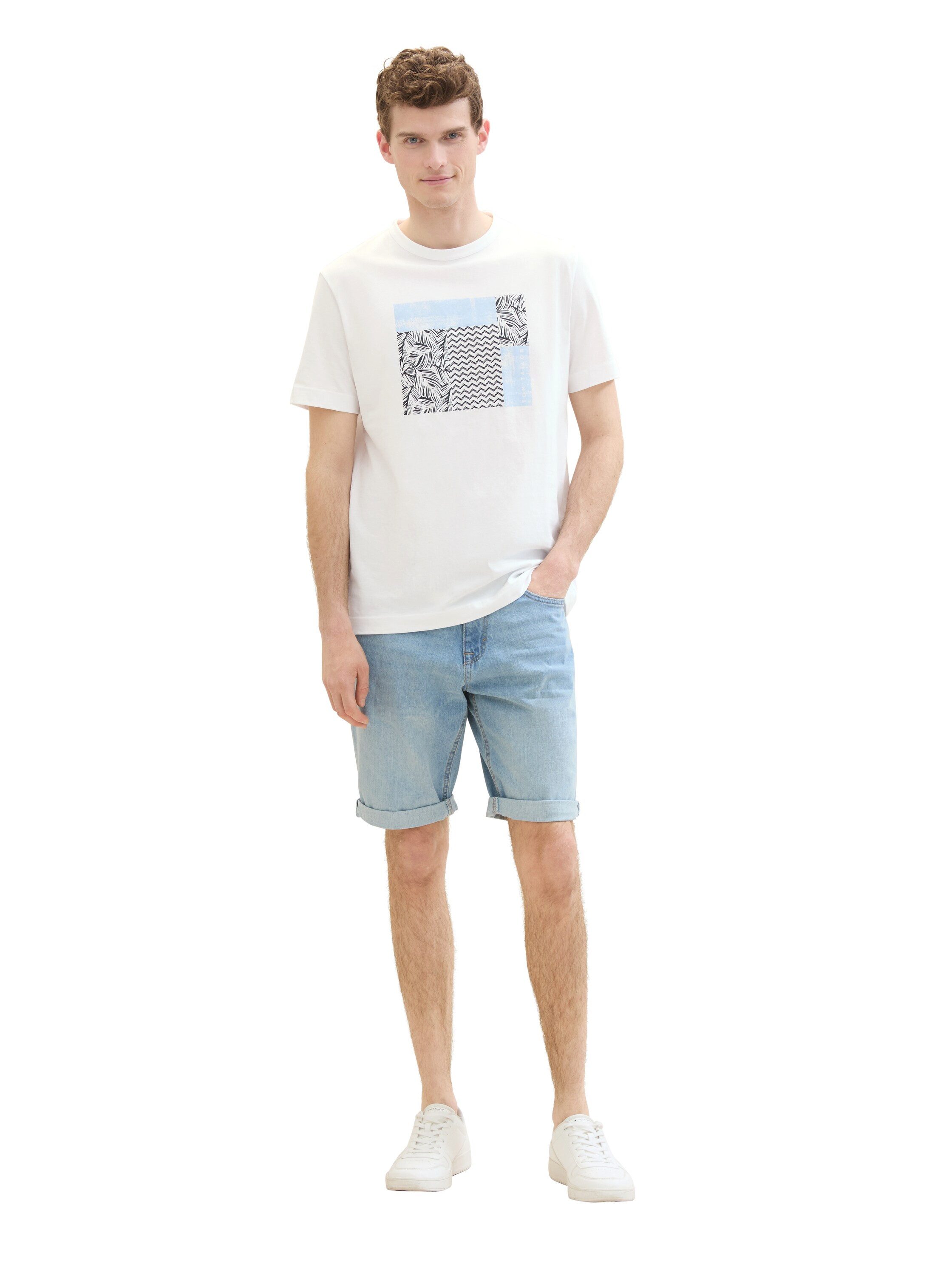 Tom Tailor Jeansbermuda Josh met merklabel