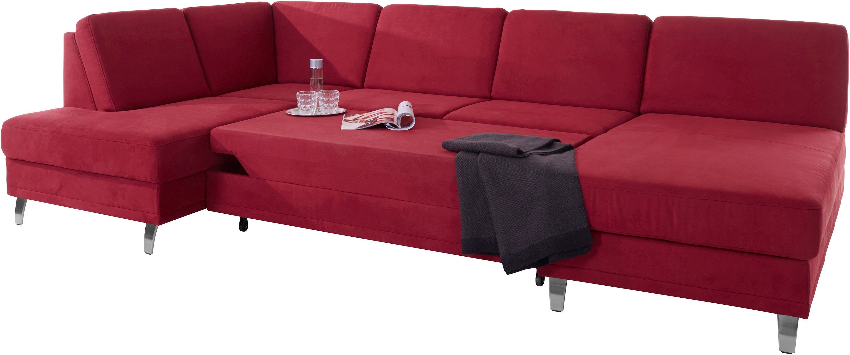 sit&more Zithoek Clio U-vorm naar keuze met slaapfunctie en bedkist, met binnenvering