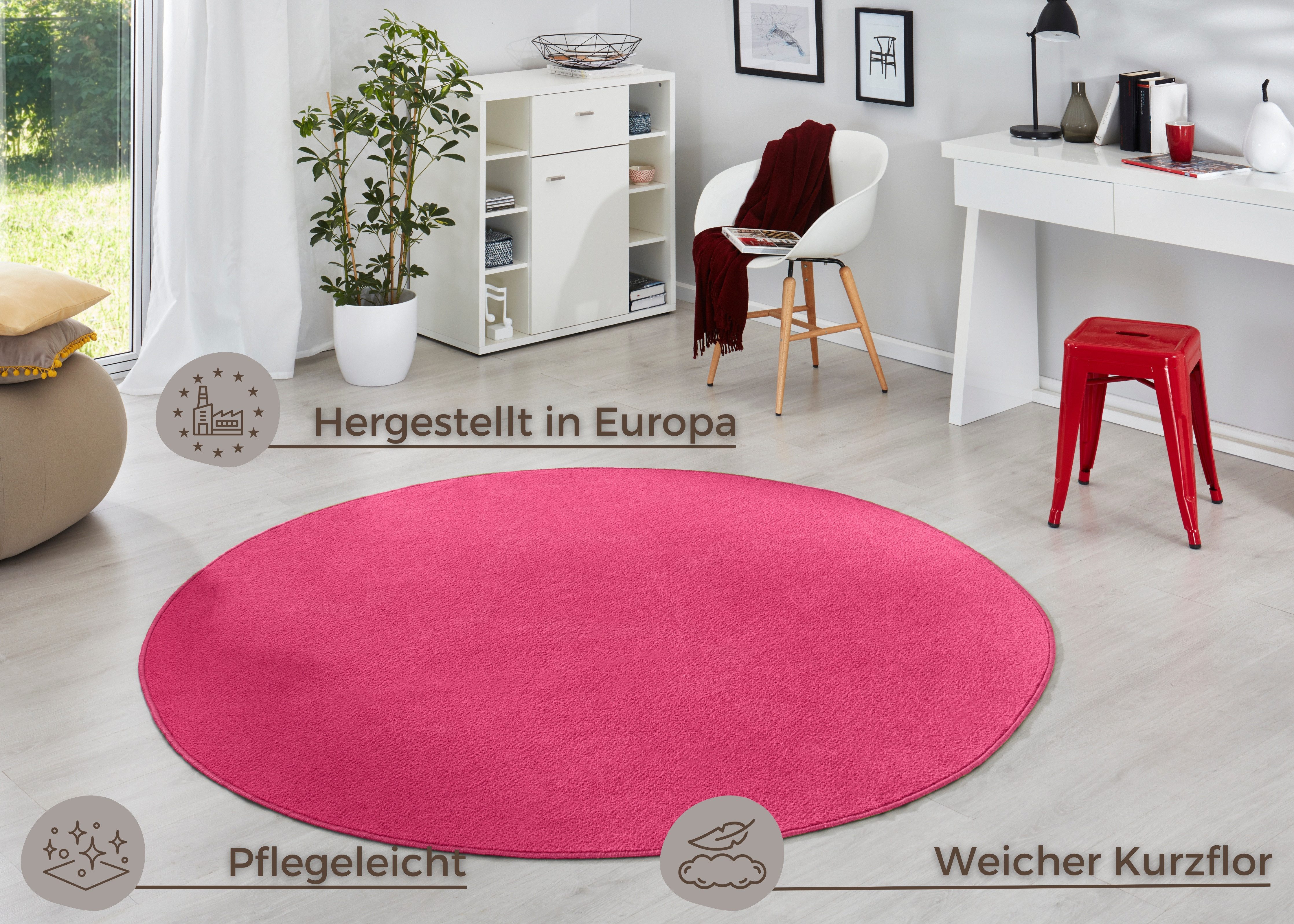 HANSE Home Vloerkleed Fancy Korte pool, zacht, uni, woonkamer, slaapkamer, eetkamer