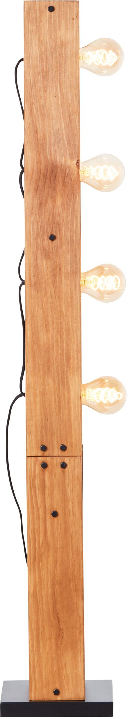 Brilliant Leuchten Staande lamp Calandra 125,5 x 20 x 20 cm, 4 x e27, metaal/hout, zwart/hout (1 stuk)