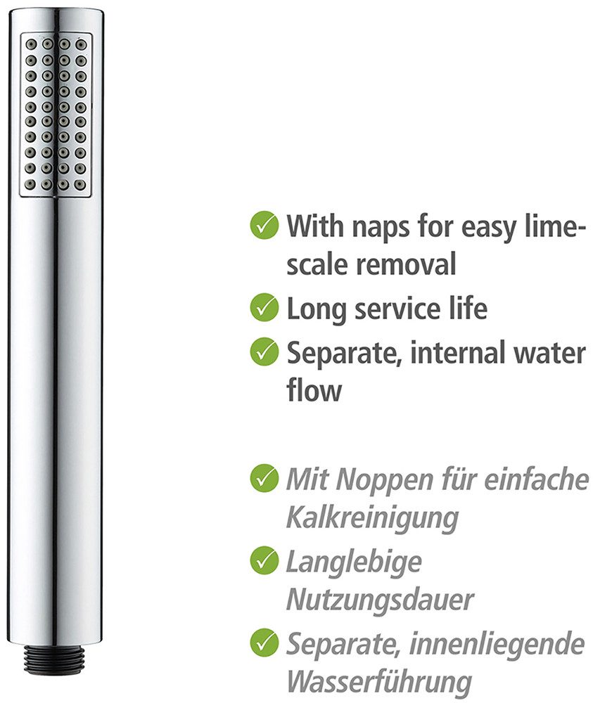 WENKO Handsproeier Model Basic Line douchkop set bad klassieke staaf-handdouche, 150 cm douche slang, bevestiging (3-delig)