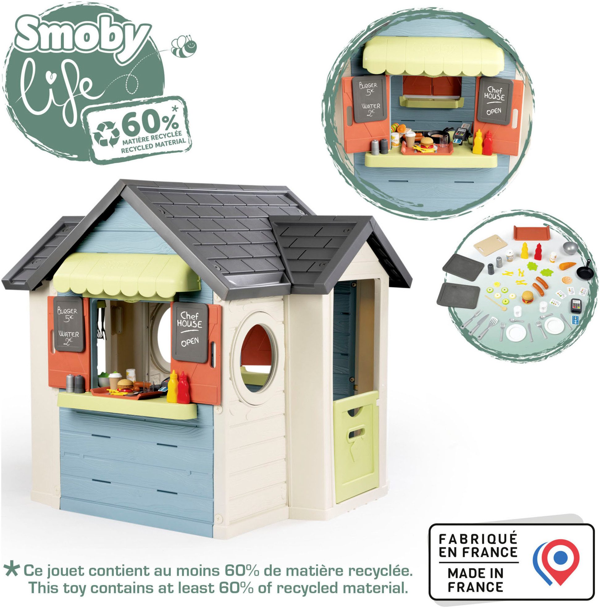 Smoby Speelhuis Smoby Life, Chef Gemaakt in Europa