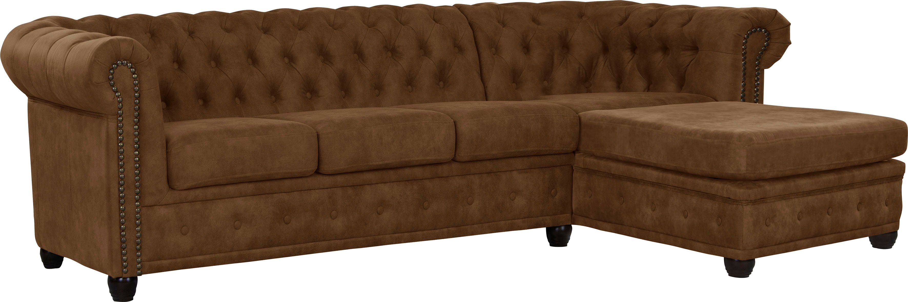 Home affaire Chesterfield-bank Rysum L-vorm Chesterfield-look met afsluitende ottomane