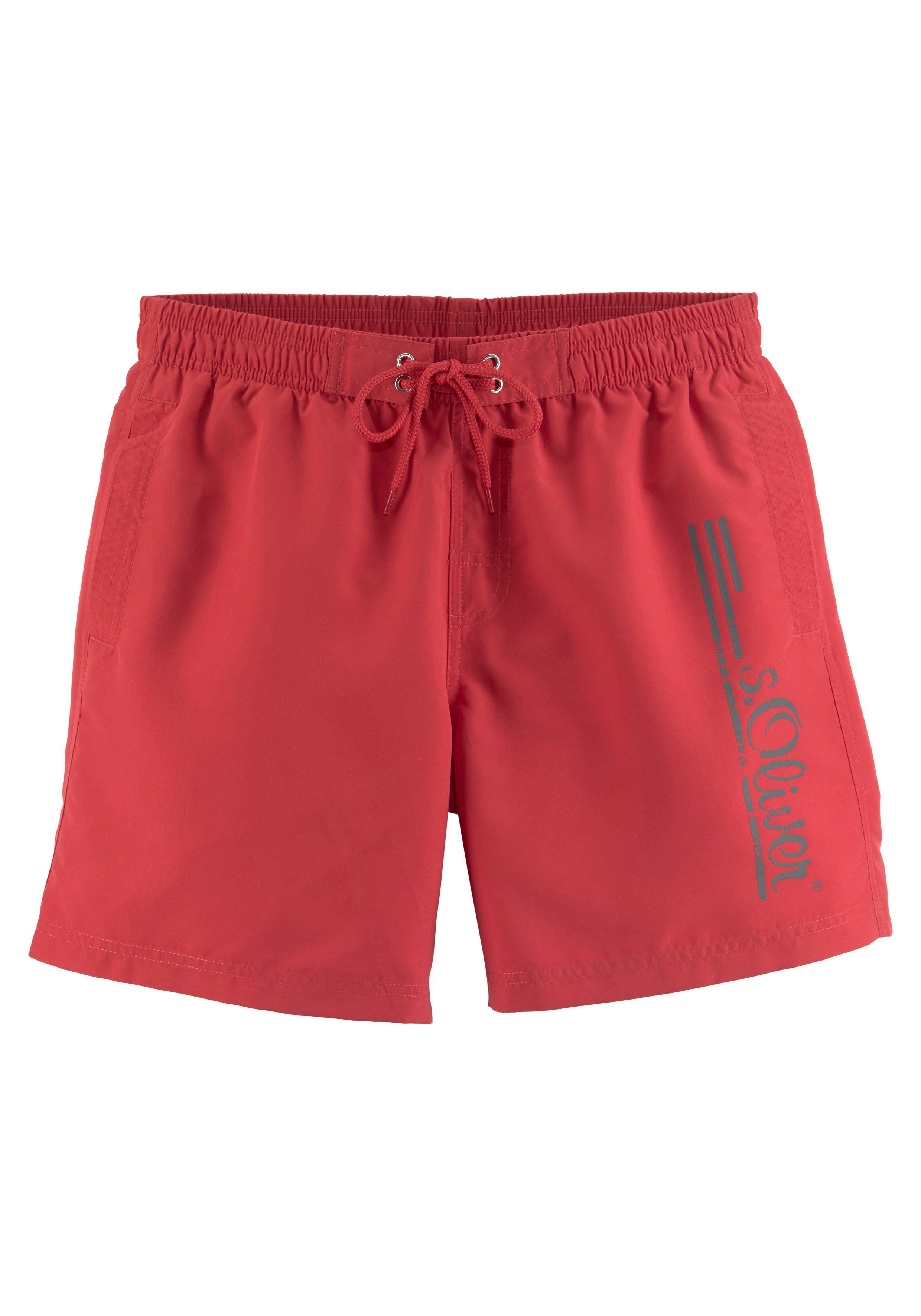 s.Oliver RED LABEL Beachwear Zwemshort Philip met logoprint in used look