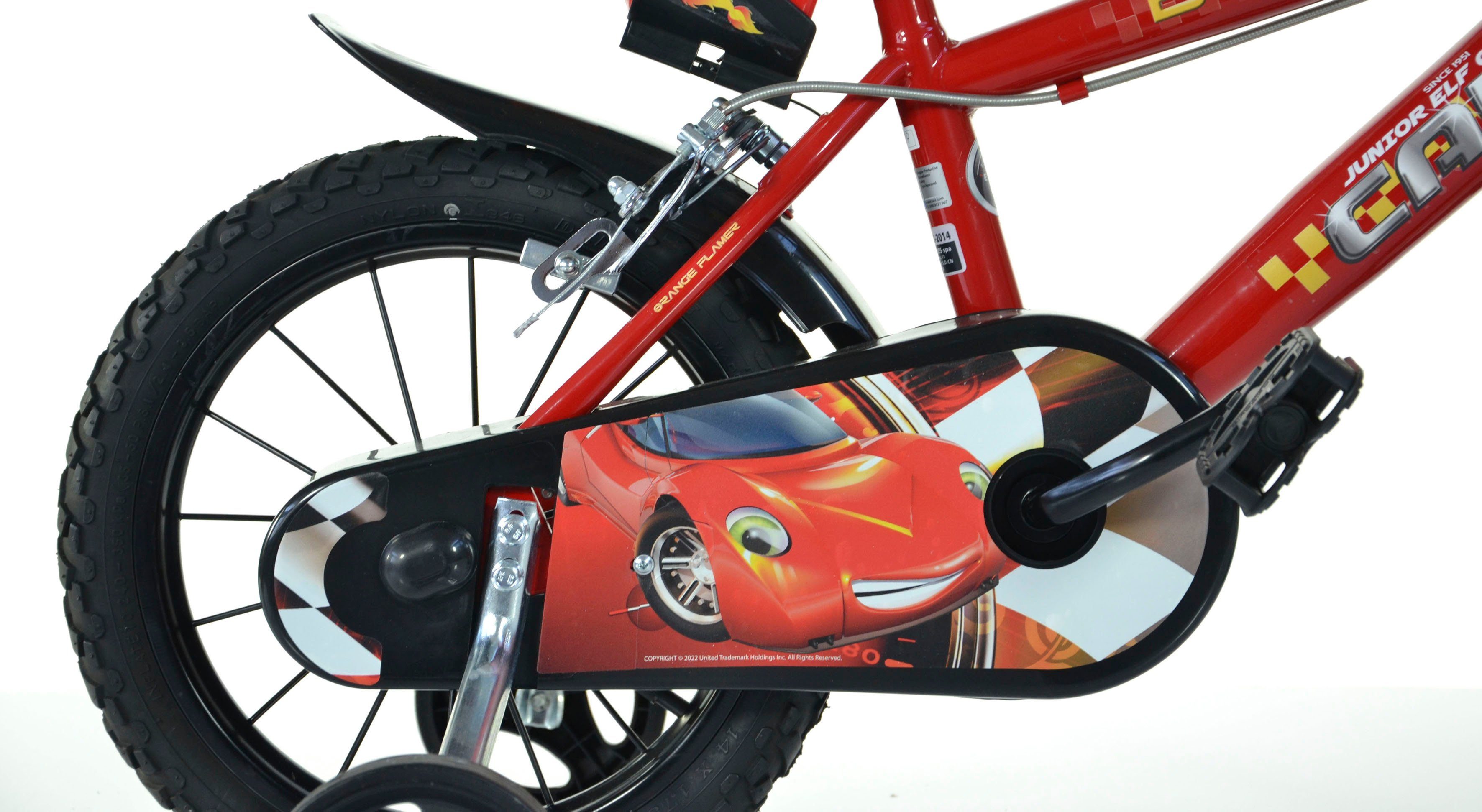 Dino Kinderfiets Cars Buddy met zijwieltjes, drinkfles en klep