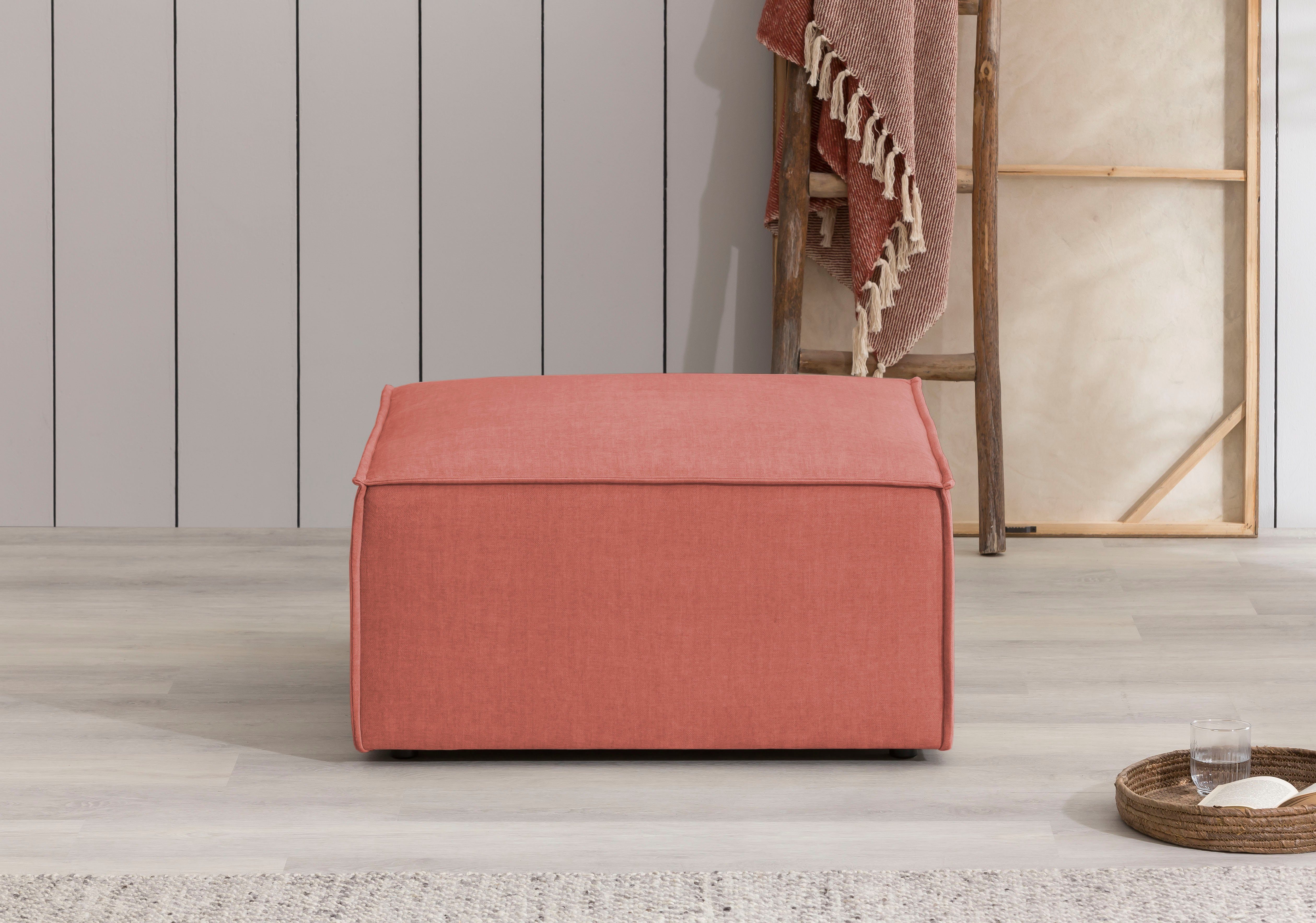 Home affaire Hocker Sherwood Vierkante poef/voetenbank, ideale als aanvulling op de "SHERWOOD" love seat hockers rood