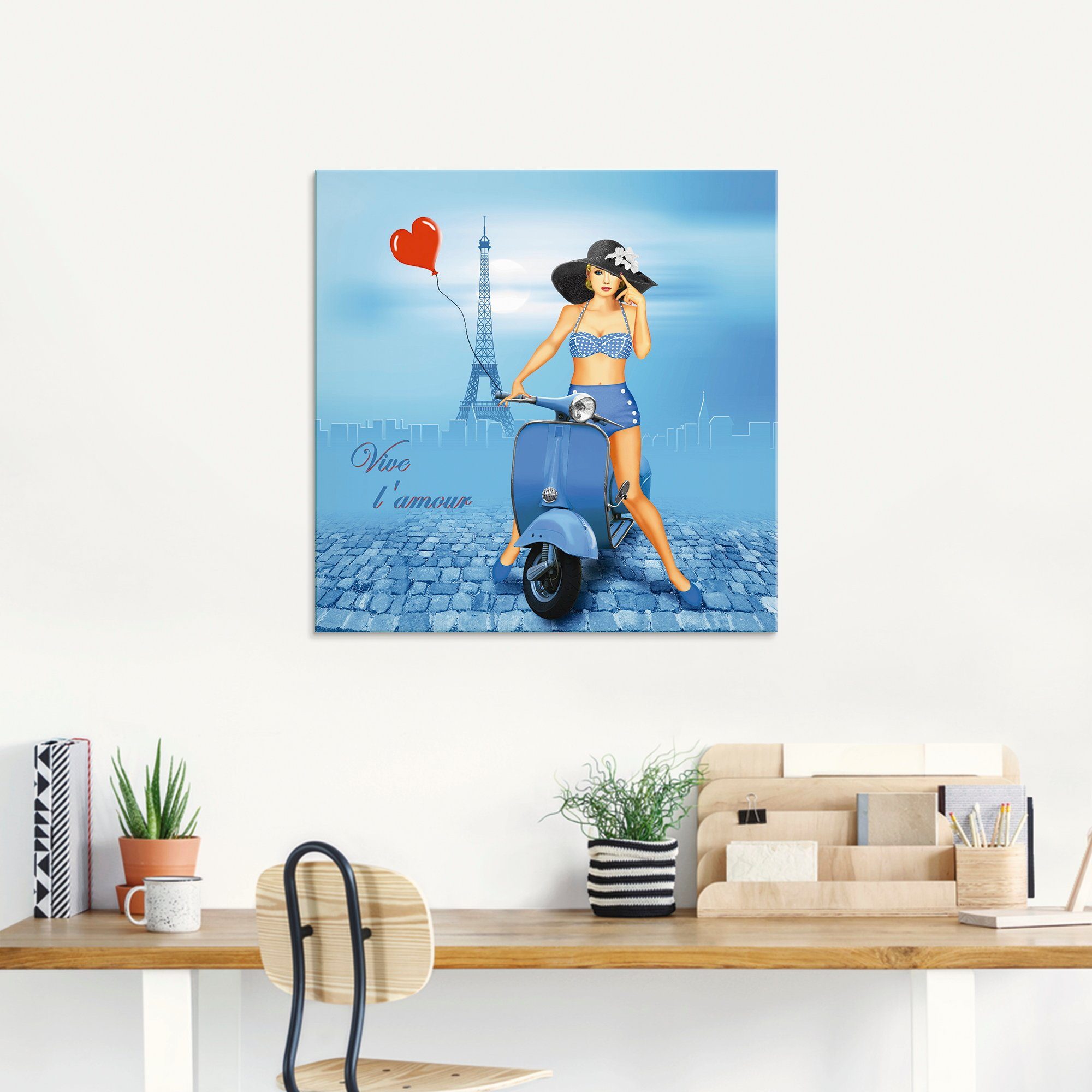 Artland Print op glas Lang leve de liefde in verschillende maten