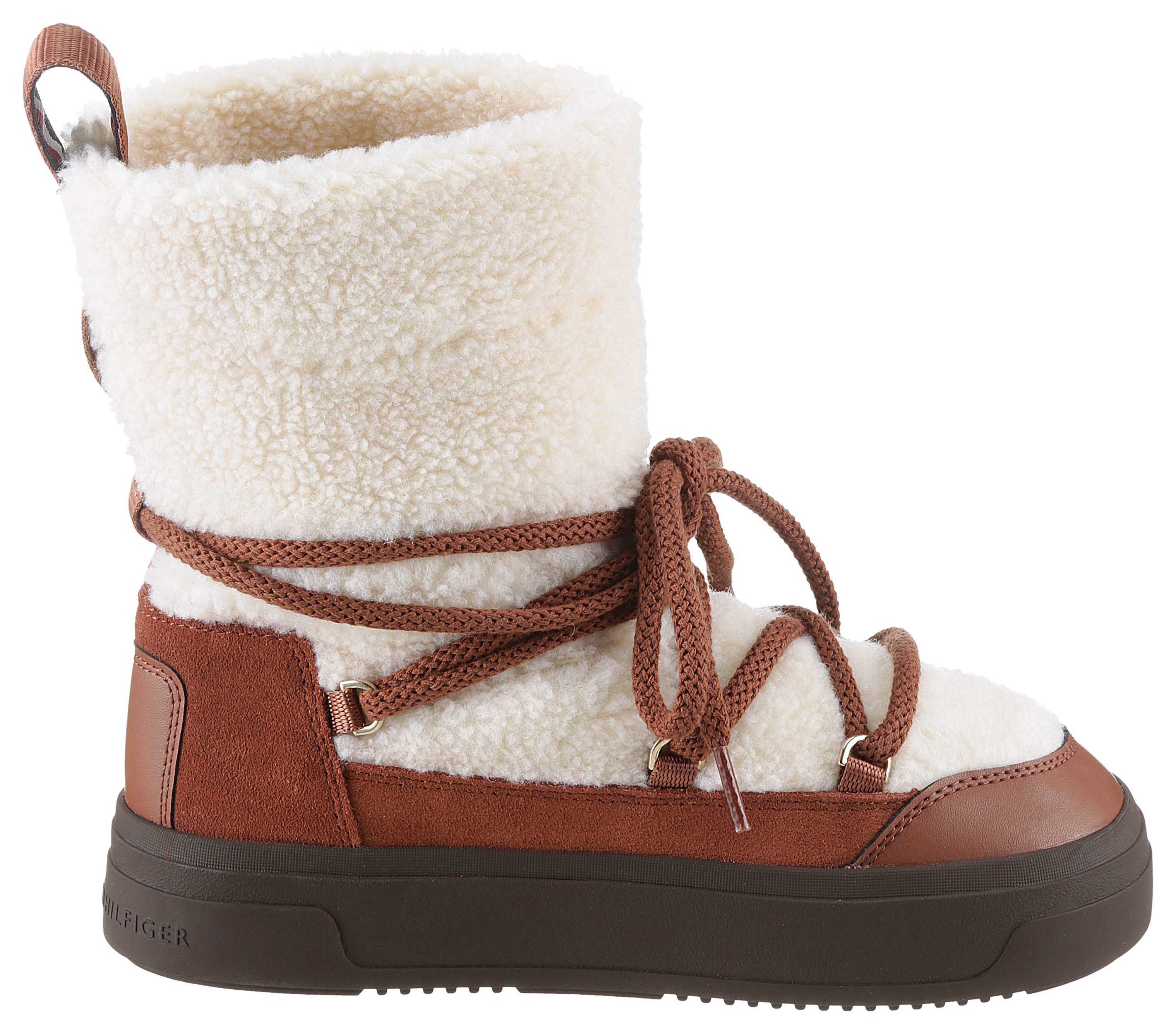 Tommy Hilfiger Snowboots LACE-UP FAUX SHEARLING SNOWBOOT , plateau, winterlaarzen, sneeuwlaarzen met opgezette veters