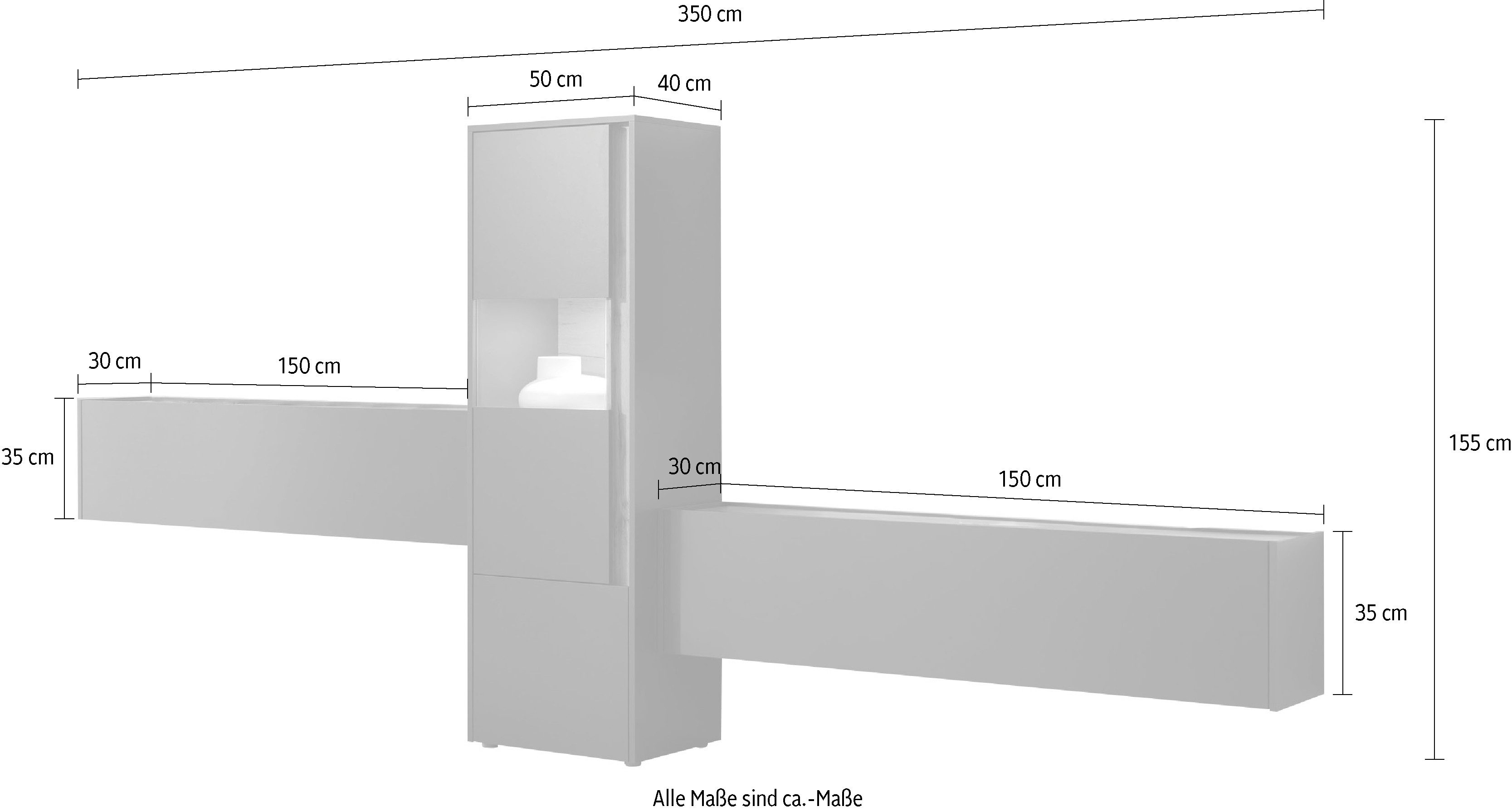 INOSIGN Wandmeubel City/Giron Breedte ca. 350 cm (set, 3-delig)