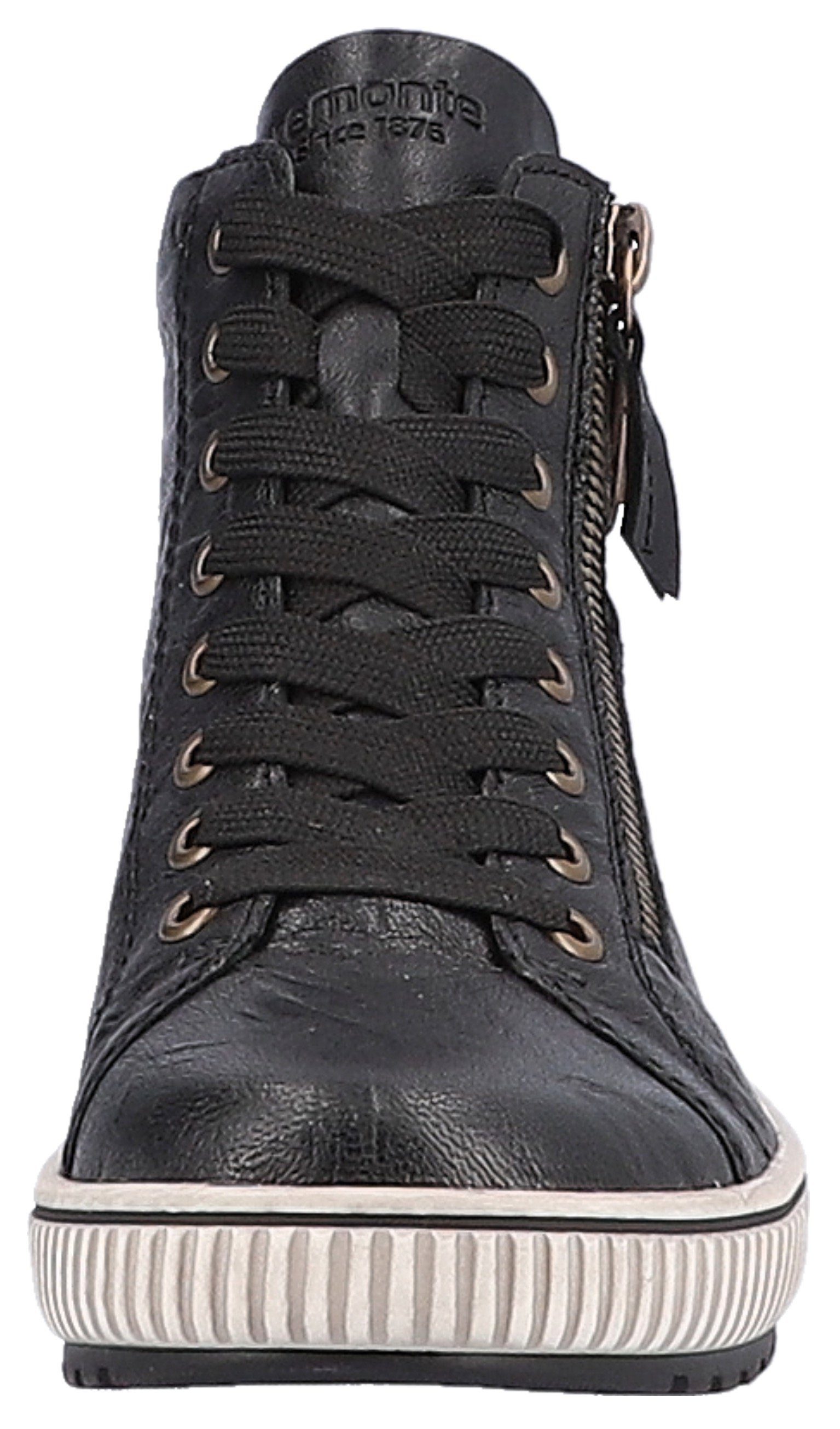 Remonte Plateausneakers , vrijetijdsschoen, high-top sneaker, veterschoen met trendy siergesp