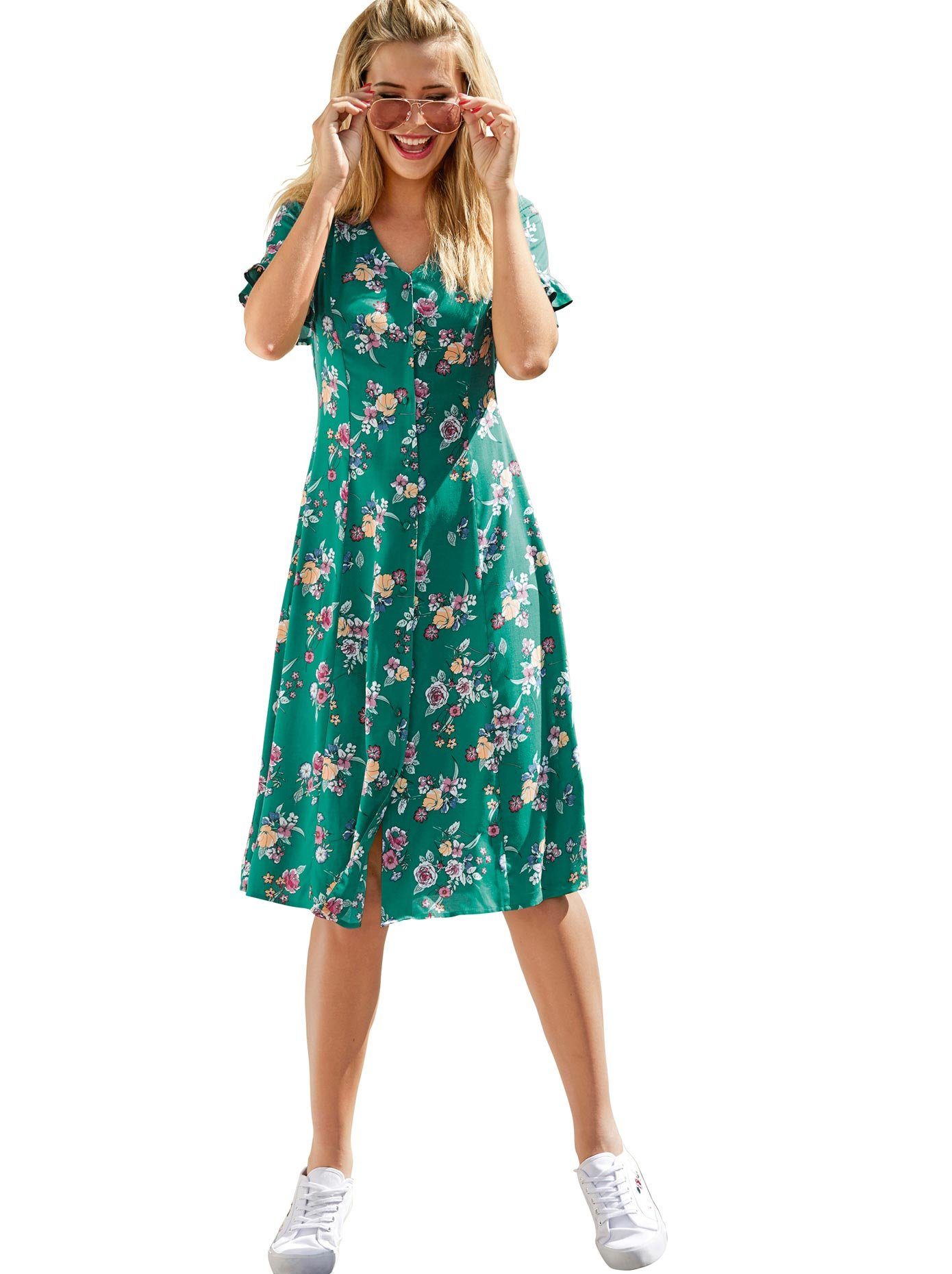 Ontwapening Gevoelig verkiezen Jurk in a-lijn Gedessineerde jurk nu online kopen | OTTO