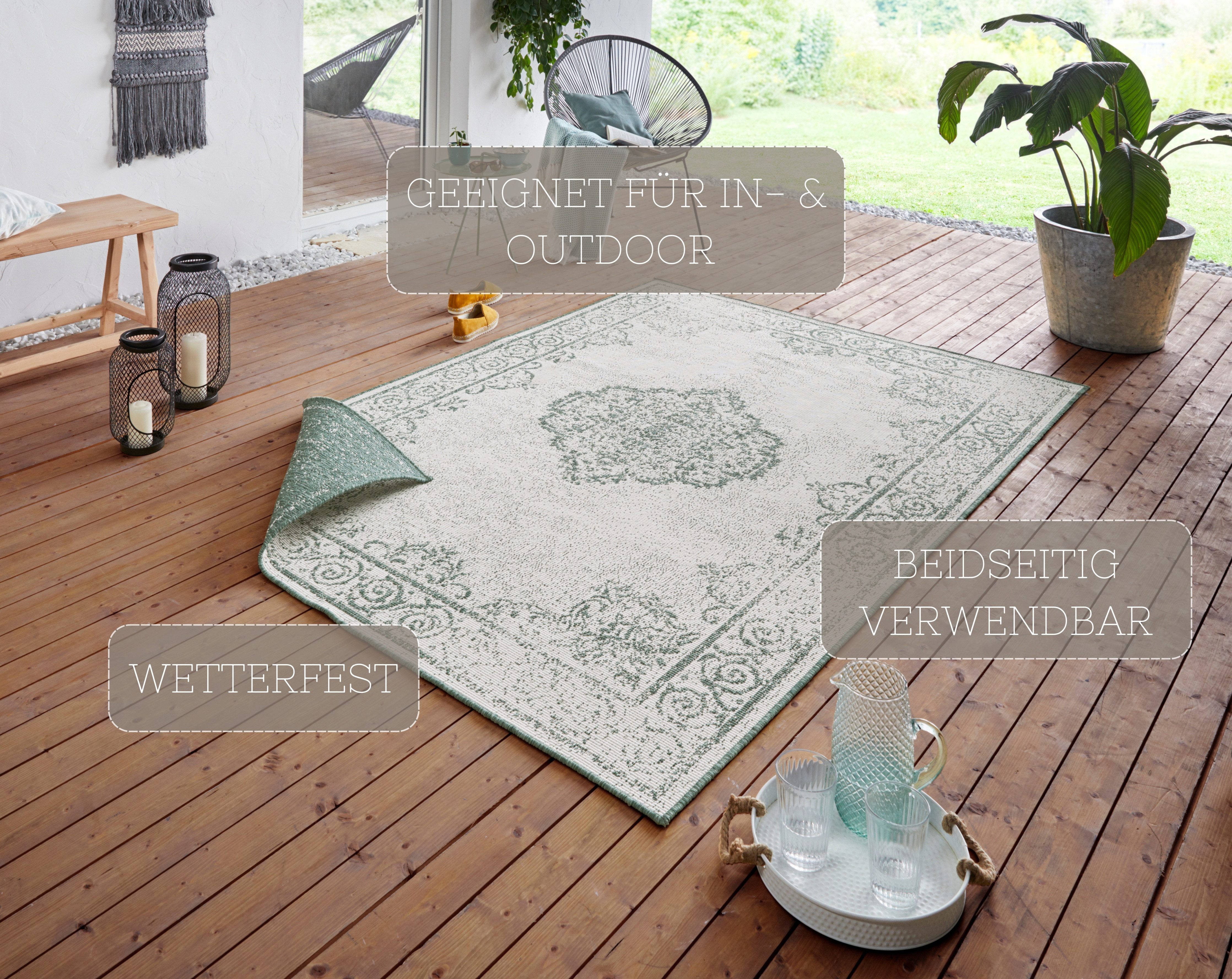 NORTHRUGS Vloerkleed CEBU tweezijdig te gebruiken kleed In- & outdoor, weerbestendig, balkon, woonkamer, waterbestendig, oriëntaals