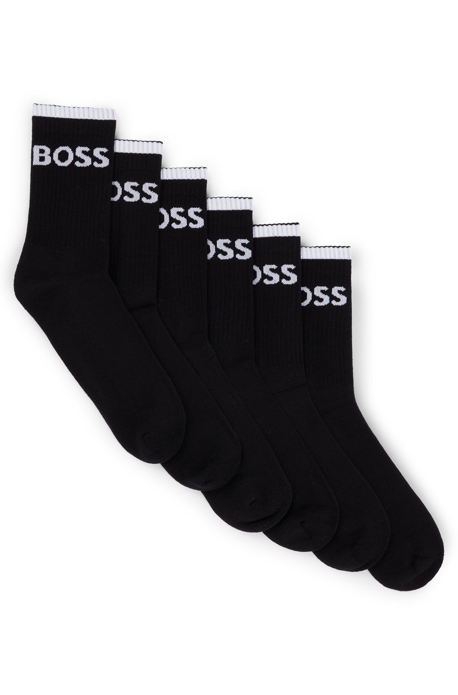 BOSS Business-sokken 6P QS Stripe CC (set, 6 paar, 6er) heren sokken maat 39-42 zwart