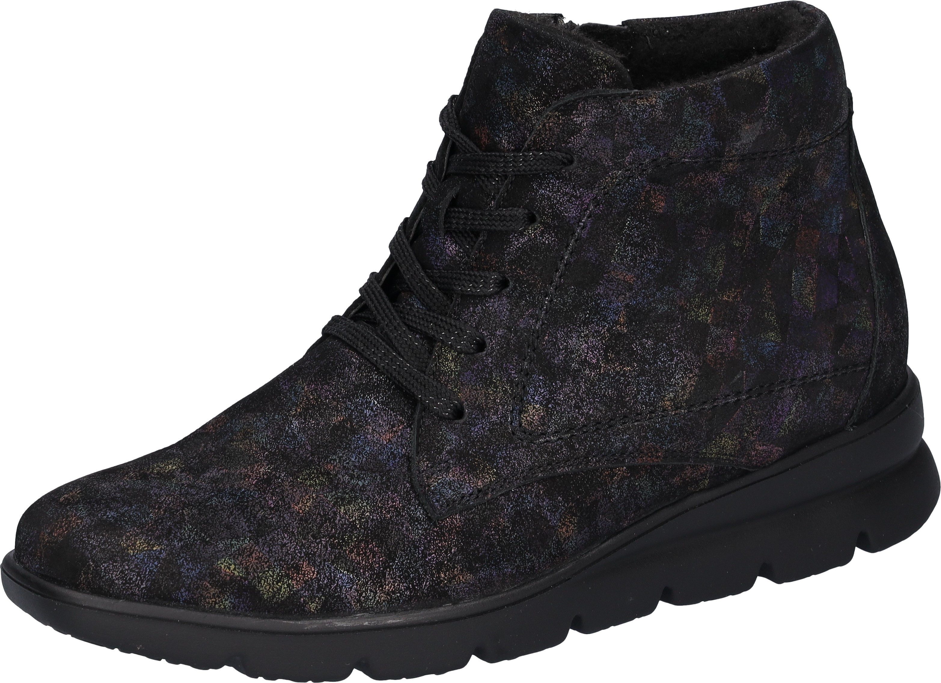 Waldläufer Veterschoenen H-Bruni , winterlaarzen, metallic look, in comfortabele breedte g (= breed) dames veterlaarsjes maat 4,5 (37,5) zwart