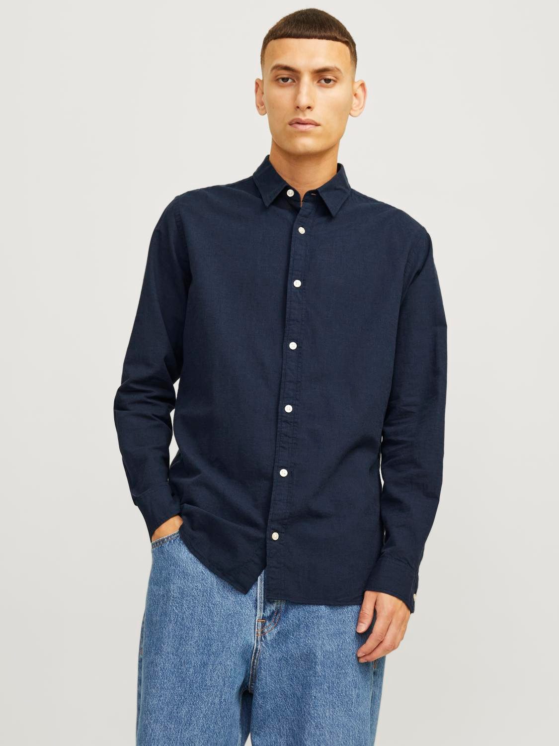 Jack & Jones Overhemd met lange mouwen JJELINEN BLEND SHIRT LS SN