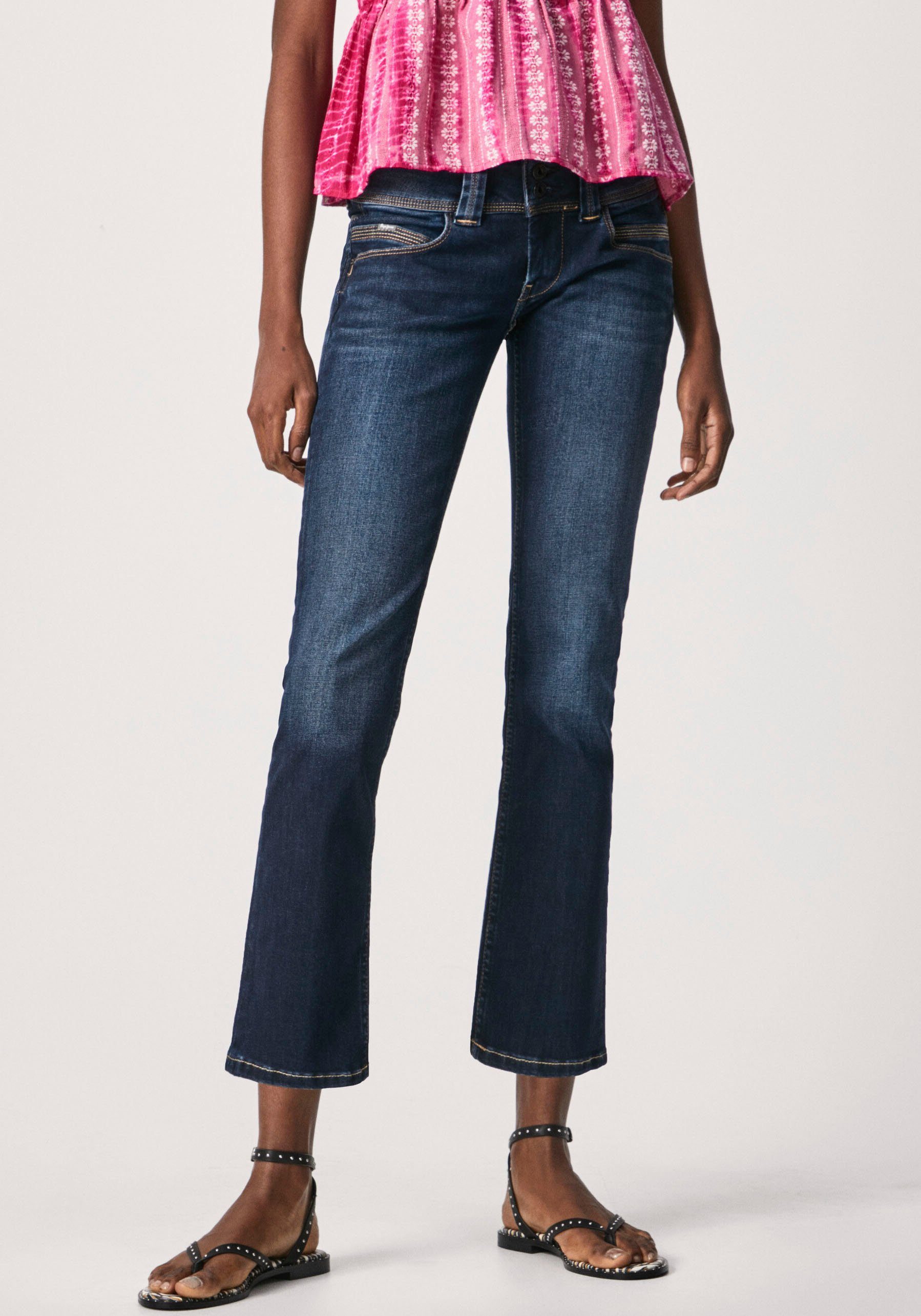 Pepe Jeans Straight jeans VENUS met badge dames straight jeans maat 29 blauw