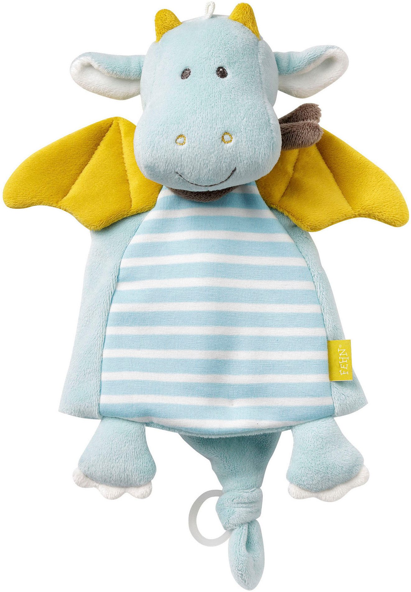Fehn Knuffeldoek Little Castle draak Deluxe met bevestigingsring voor speen