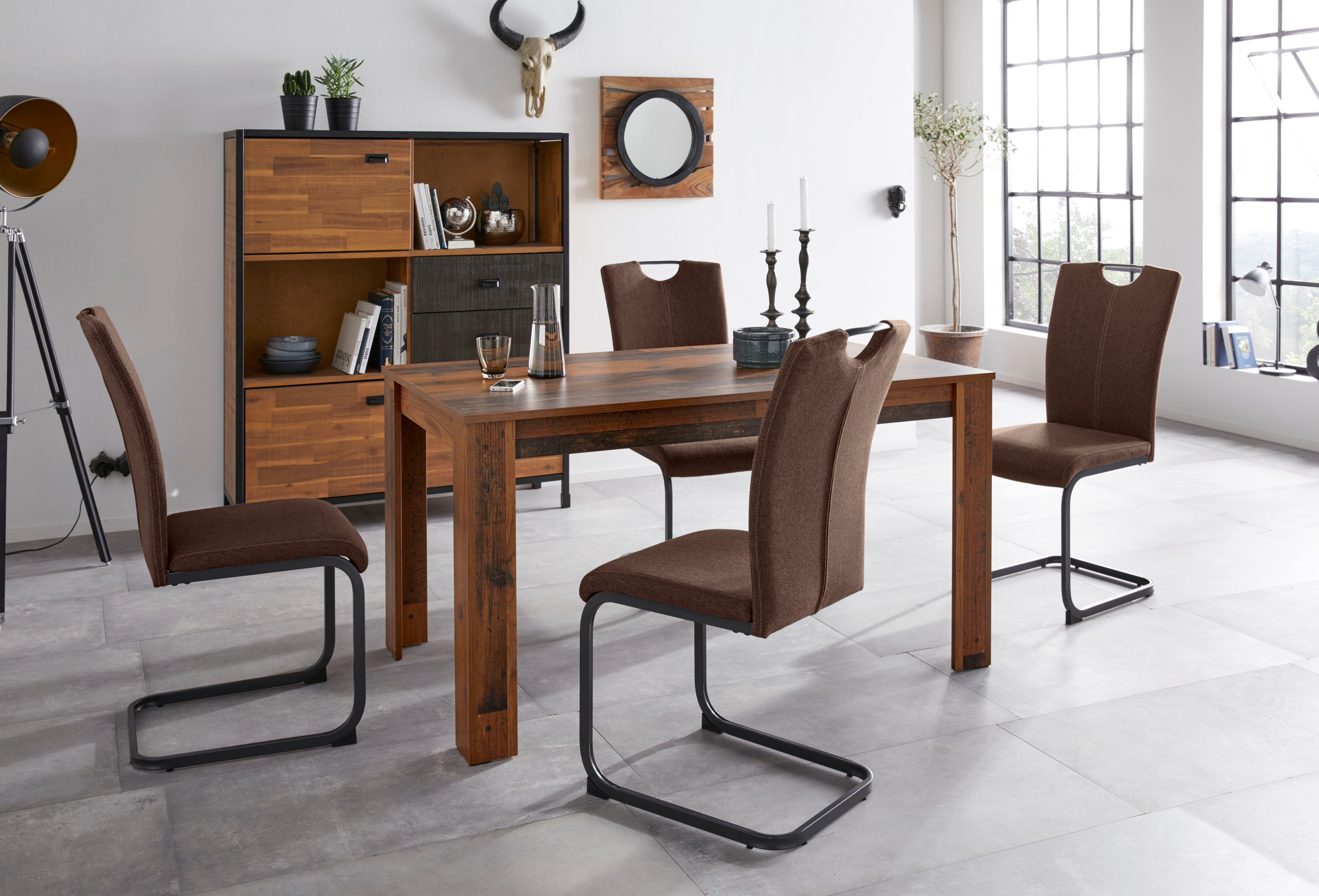 Homexperts Eetkamerstoel Viva (set van 2 of 4), overtrekstof in weefstof, metalen frame in antraciet (set)