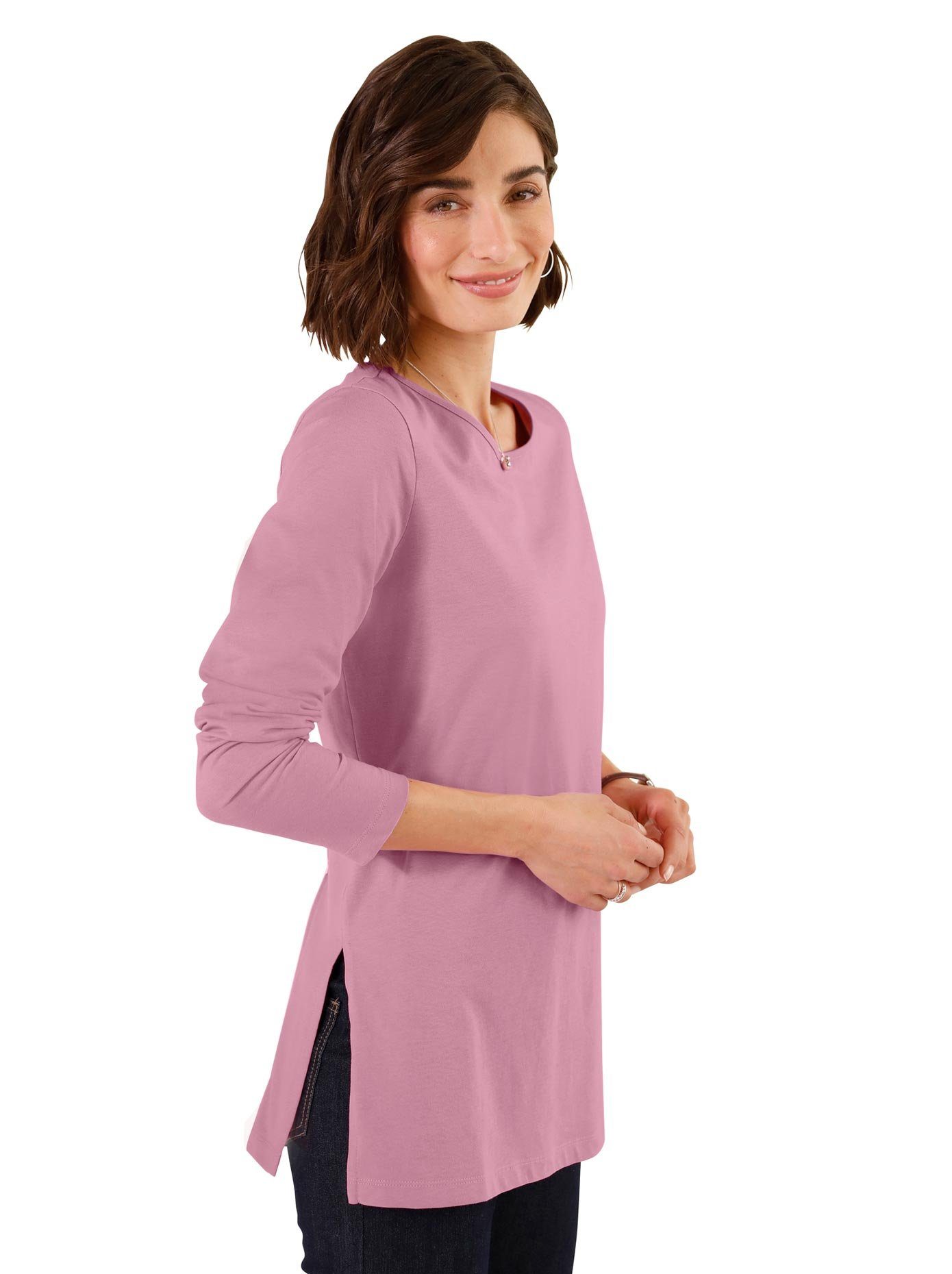 Classic Basics Shirt met lange mouwen Lang shirt (1-delig) dames longsleeves maat 38 roze