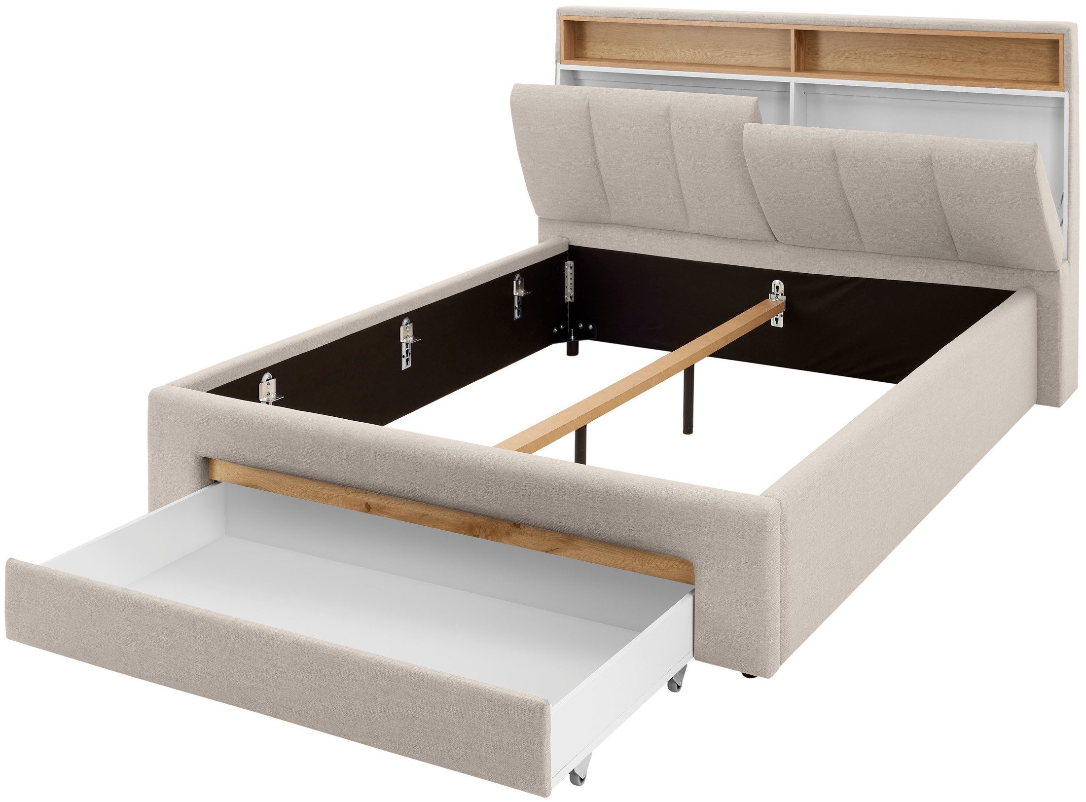 INOSIGN Gestoffeerd bed CiTY/GiRON,, gepolsterd opbergbed, met LED-verlichting Bedkisten met hondenbed of als opbergruimte, opklapbare hoofdeinden